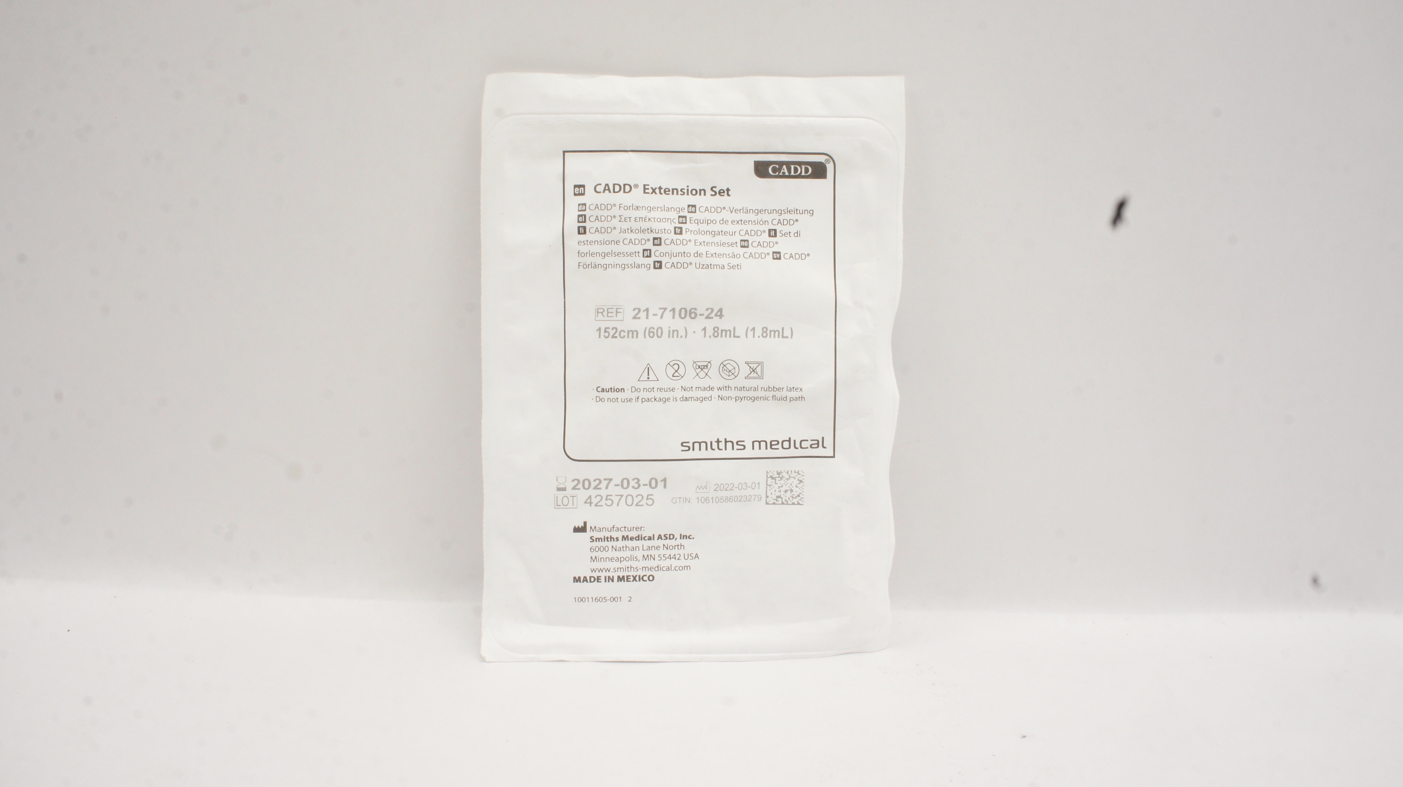 Smiths Medical 21-7106-24 CADD Extension Set 60inch x 1.8mL