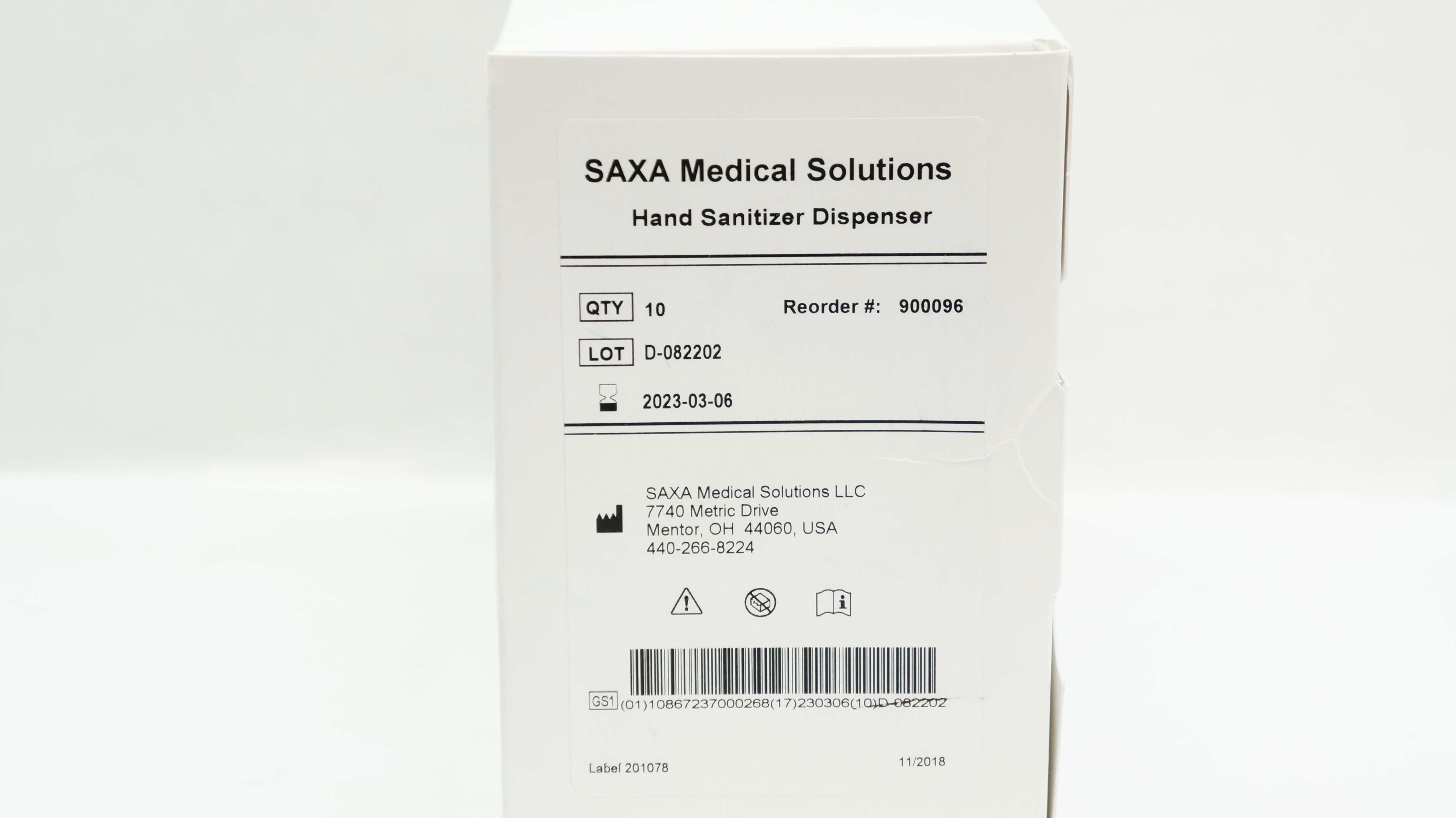 SAXA Medical Solutions 900096 Hand Sanitizer Dispenser (x) - Box of 10