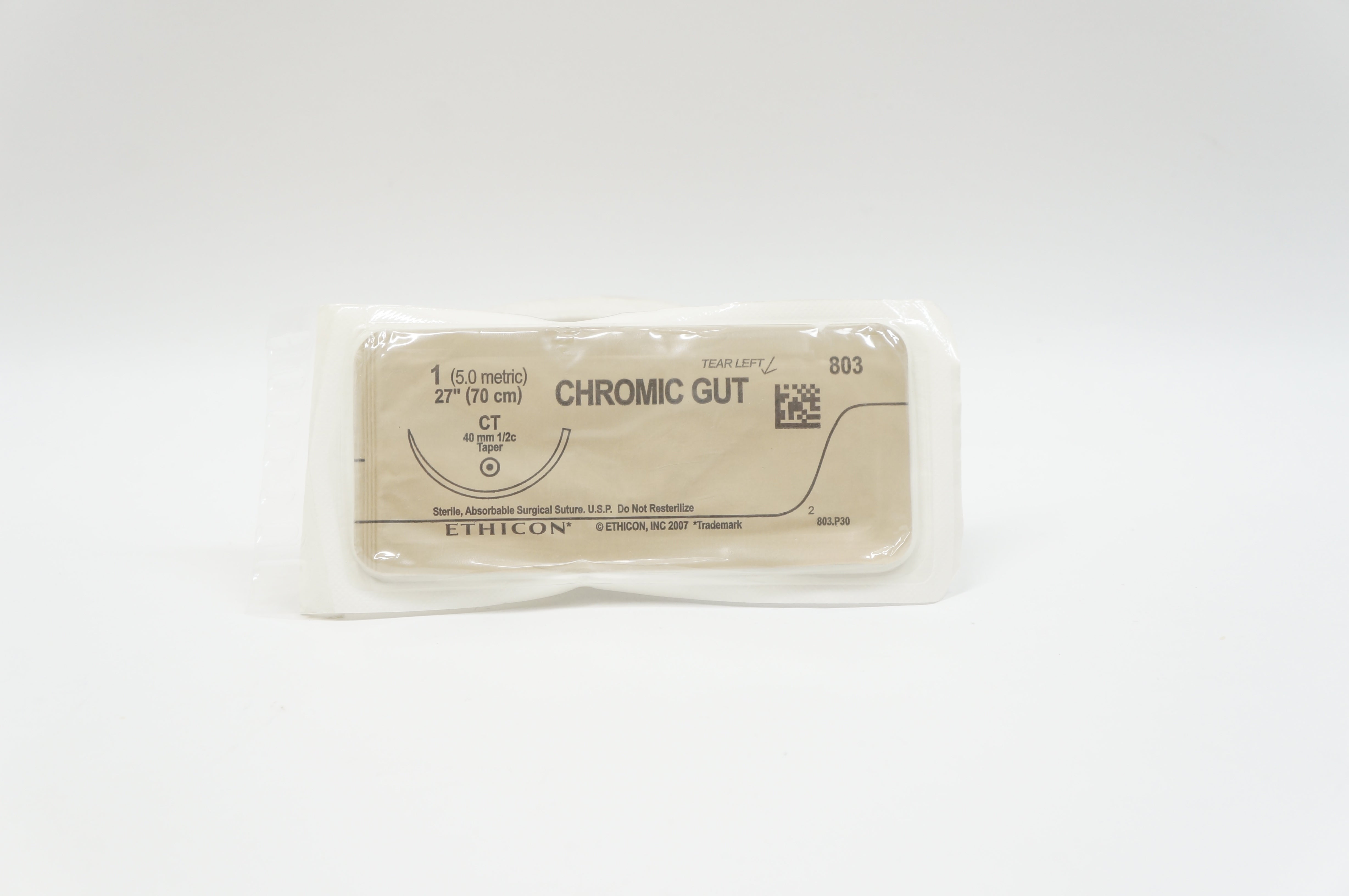 Ethicon 803 1 CHROMIC GUT, CT, 40mm 1/2c Taper, 27inch