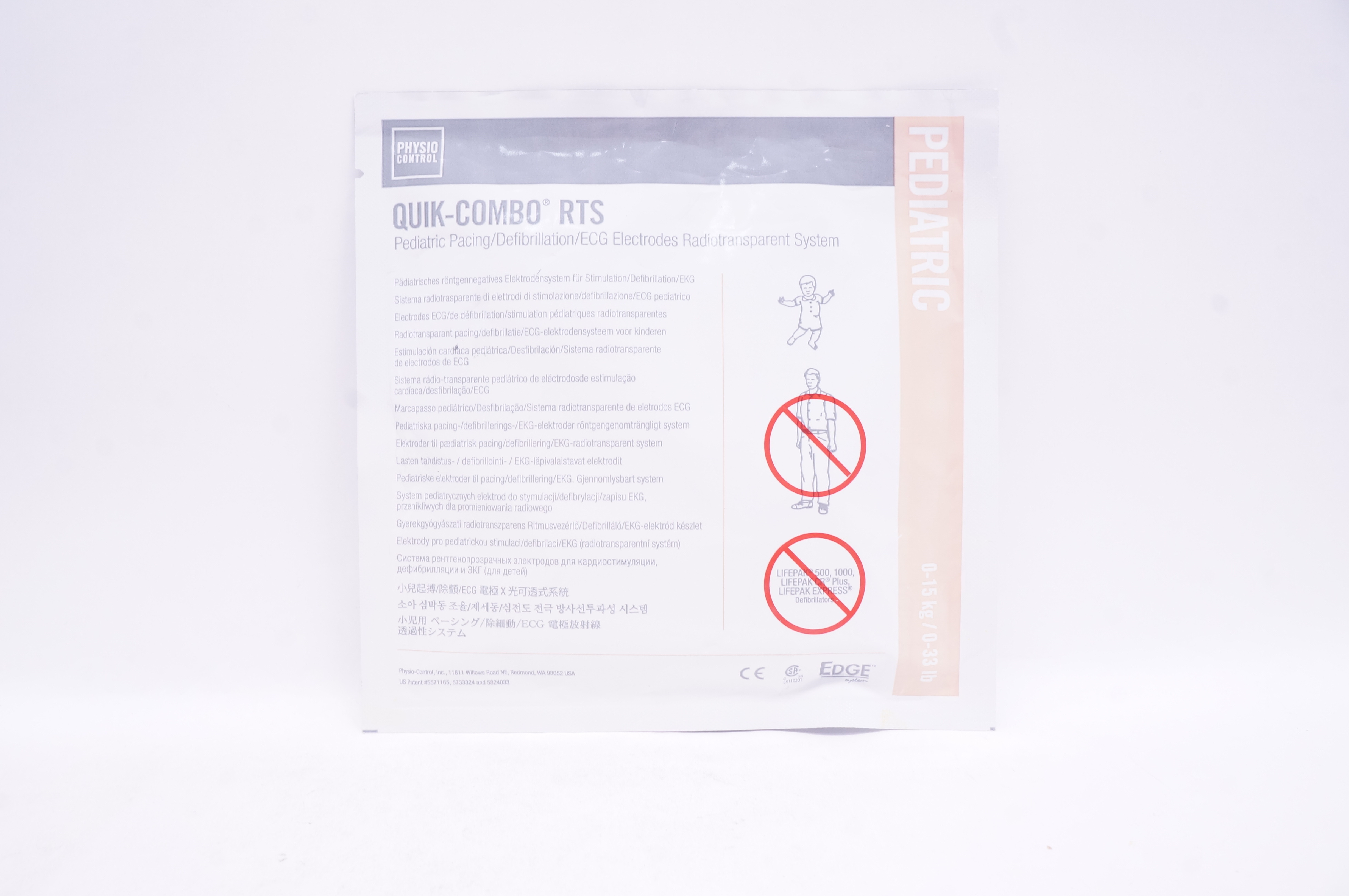 Physio Control 11996-000093 Quik-Combo RTS Pediatric ECG Electrodes 0-33lbs. (x)