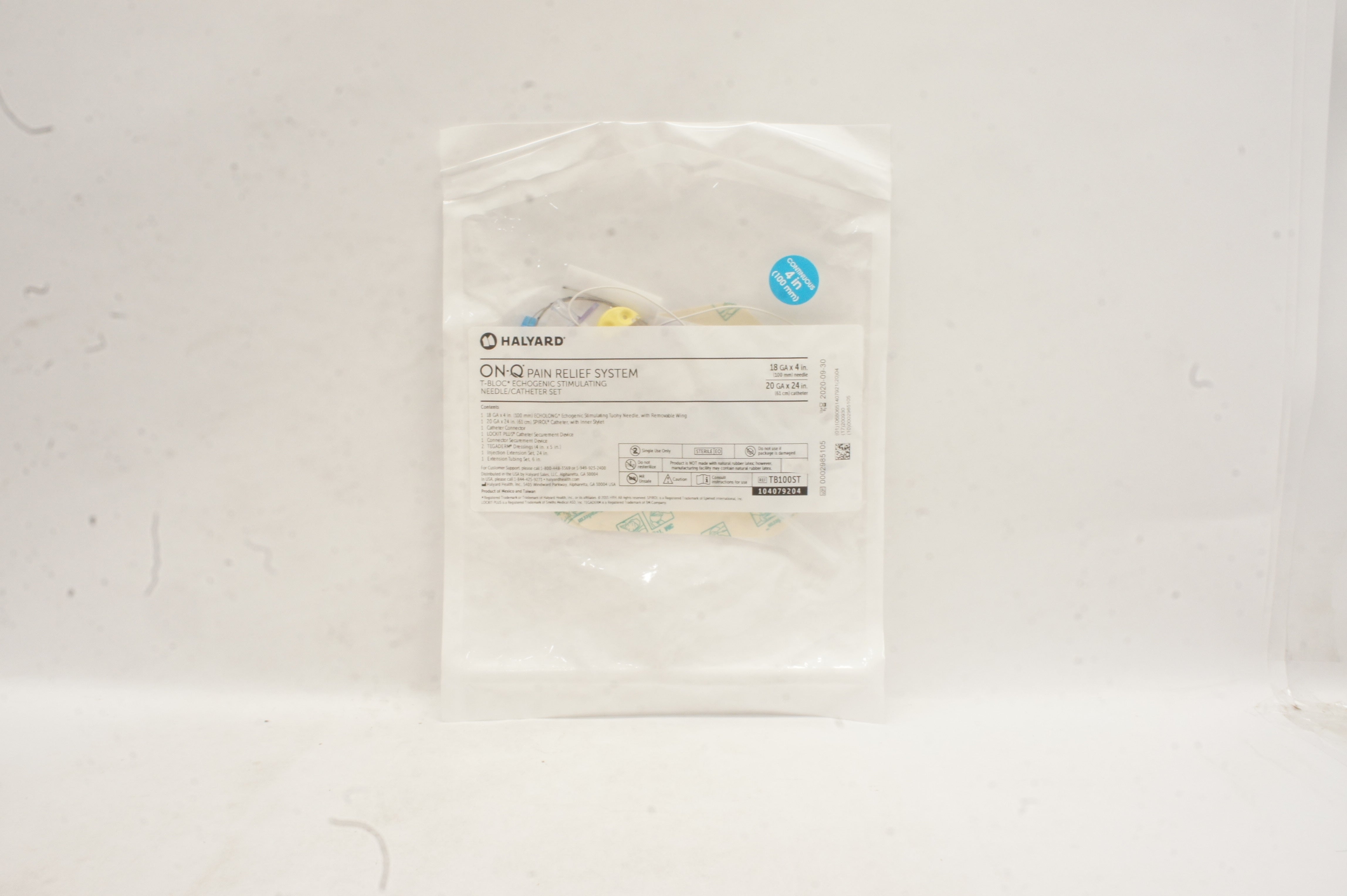 Halyard TB100ST ON-Q Pain Relief System 18GAx4in. Ndle 20GAx24in. (x)