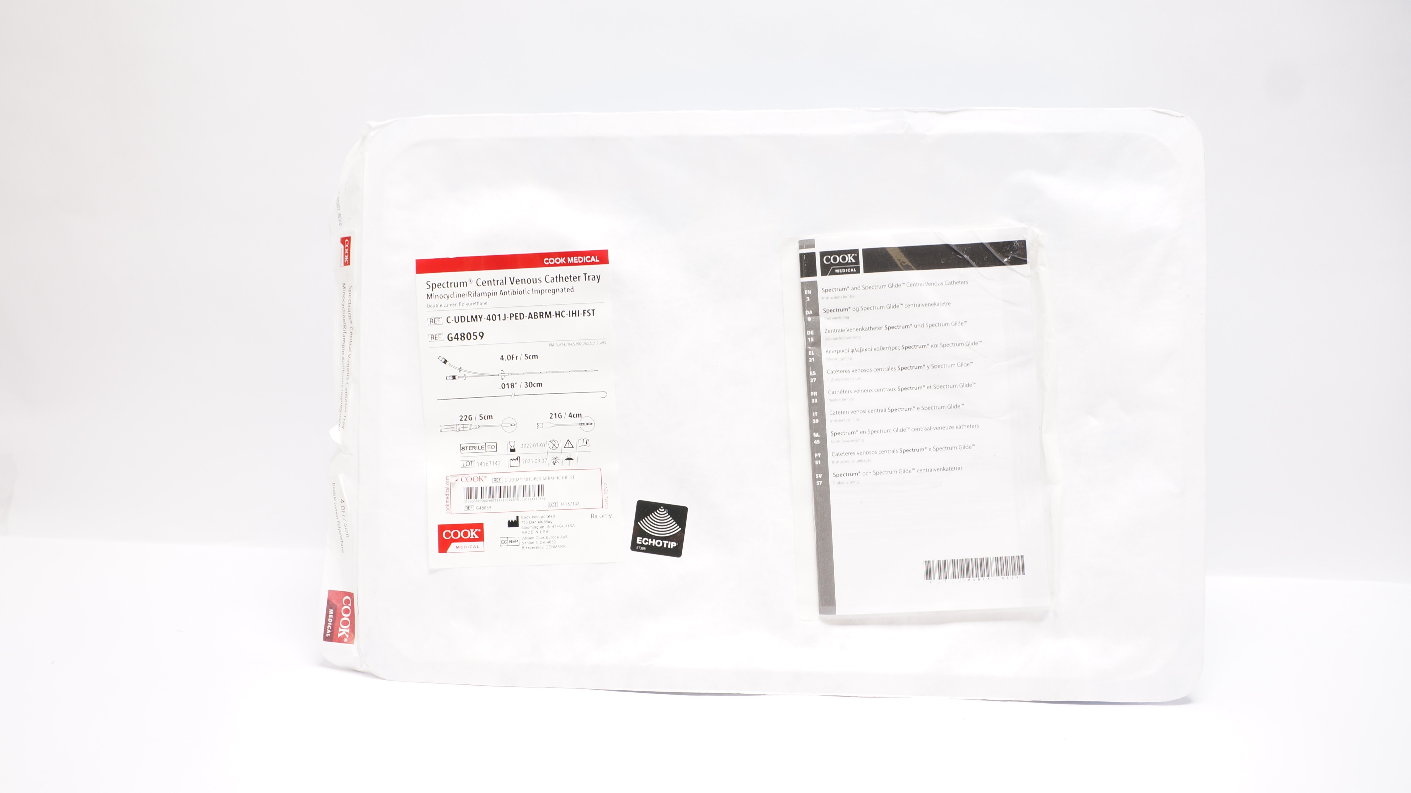 Cook G48059 Spectrum Central Venous Cath. Tray 4.0Fr./5cm, .018inch/30cm (x)