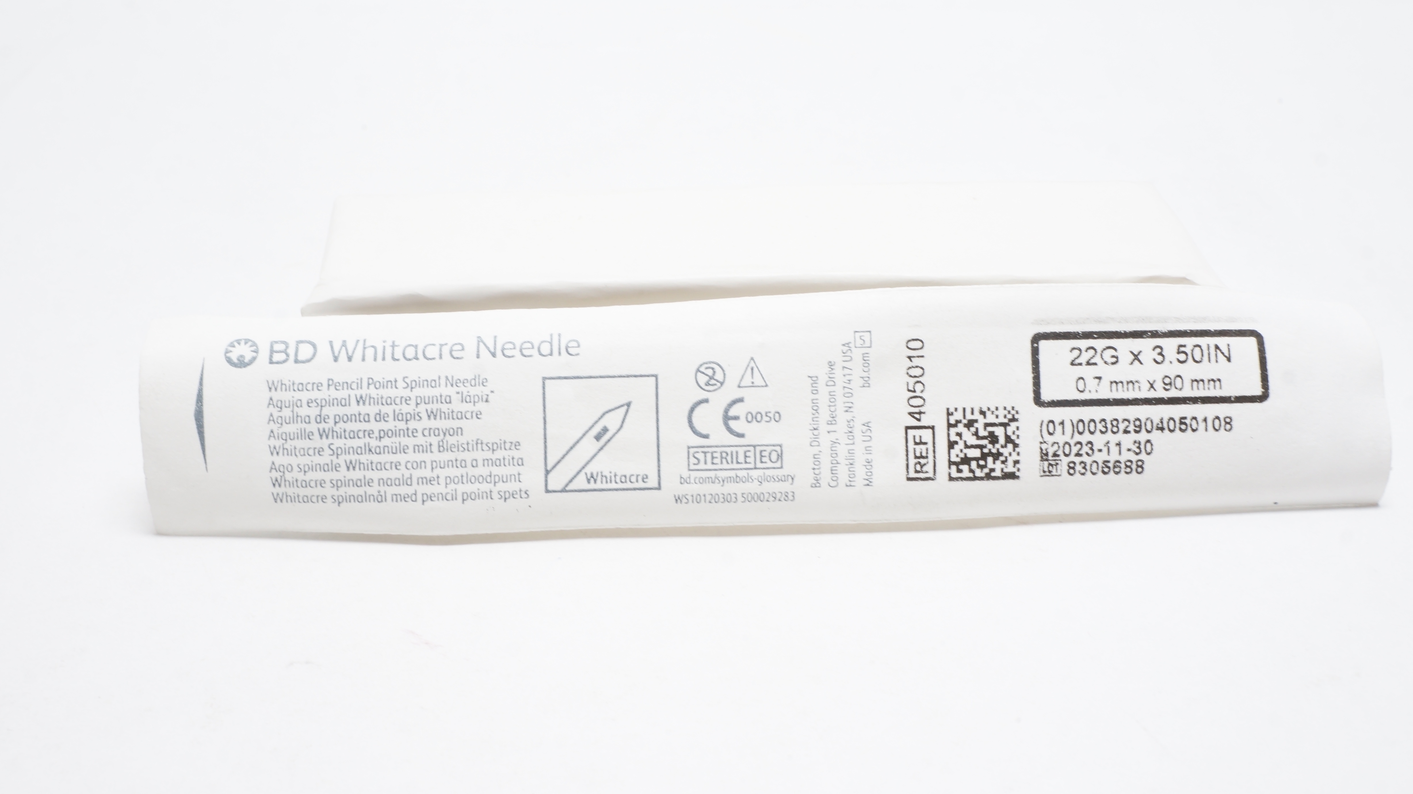 BD 405010 Whitacre Pencil Point Spinal Ndle 22Ga x 3.50inch (x)