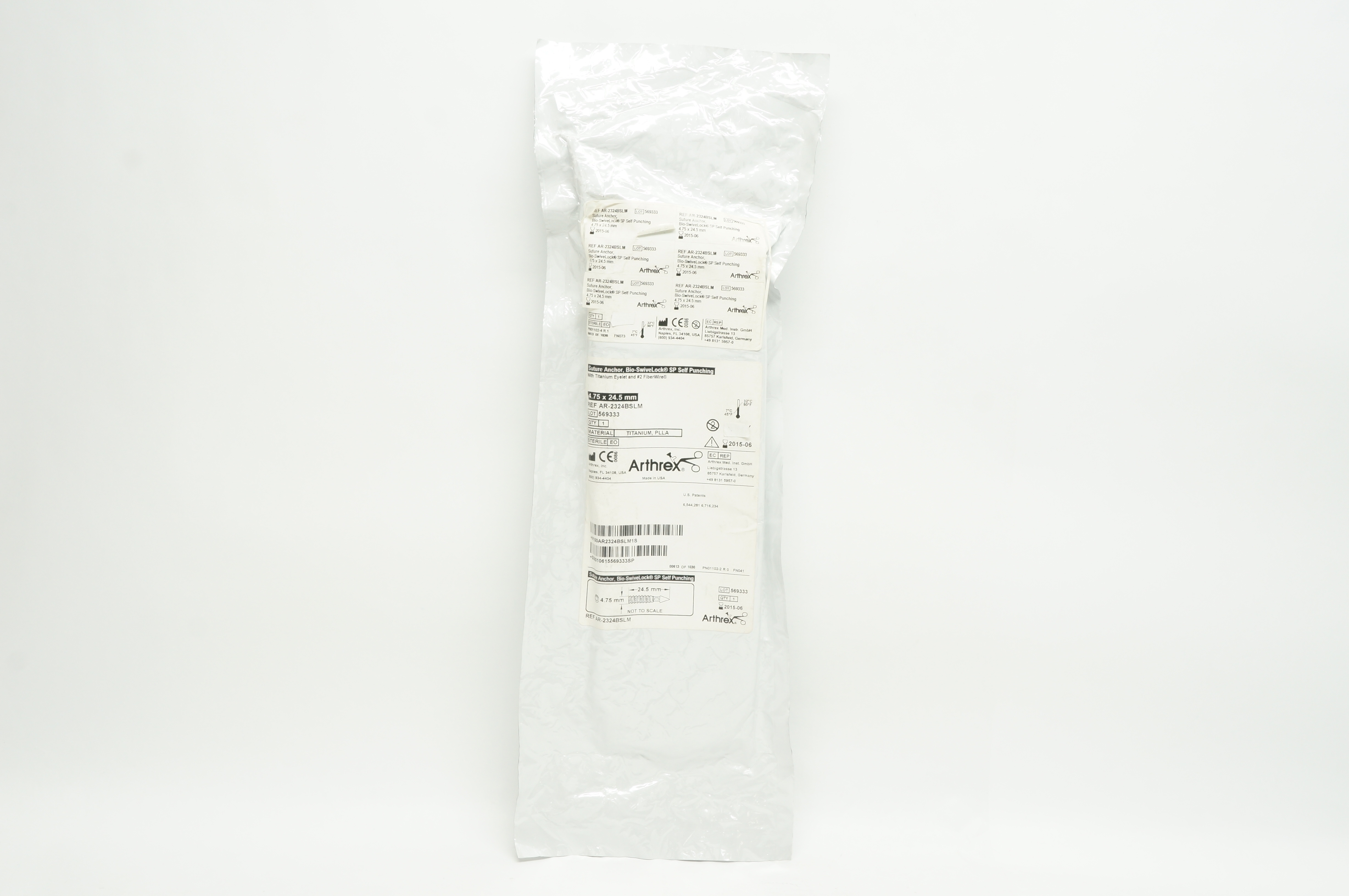Arthrex AR-2324BSLM Stre. Anchor, Self Punching 4.75mm x 24.5mm (x)