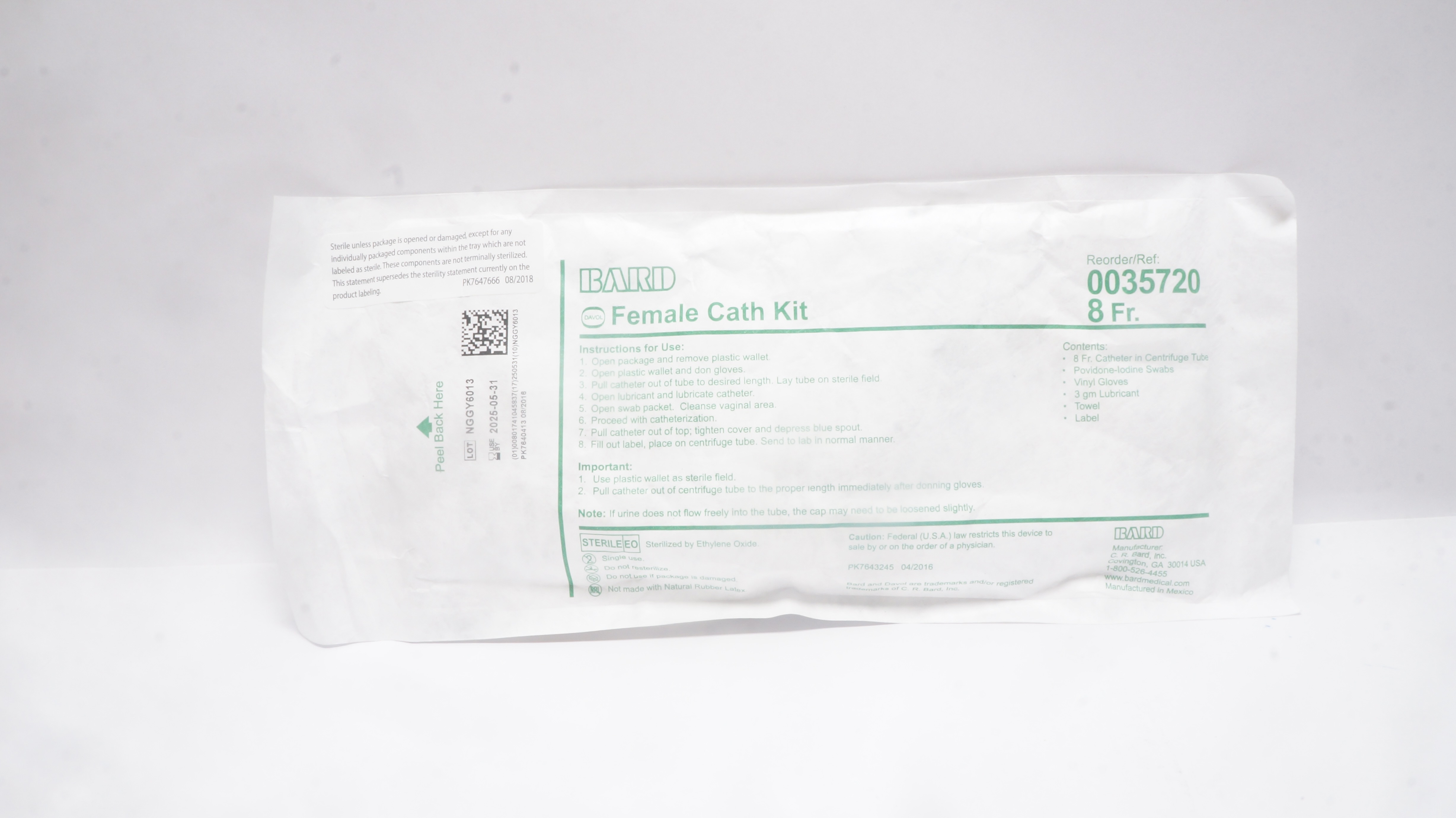 Bard 0035720 Davol Female Cath. Kit 8Fr.
