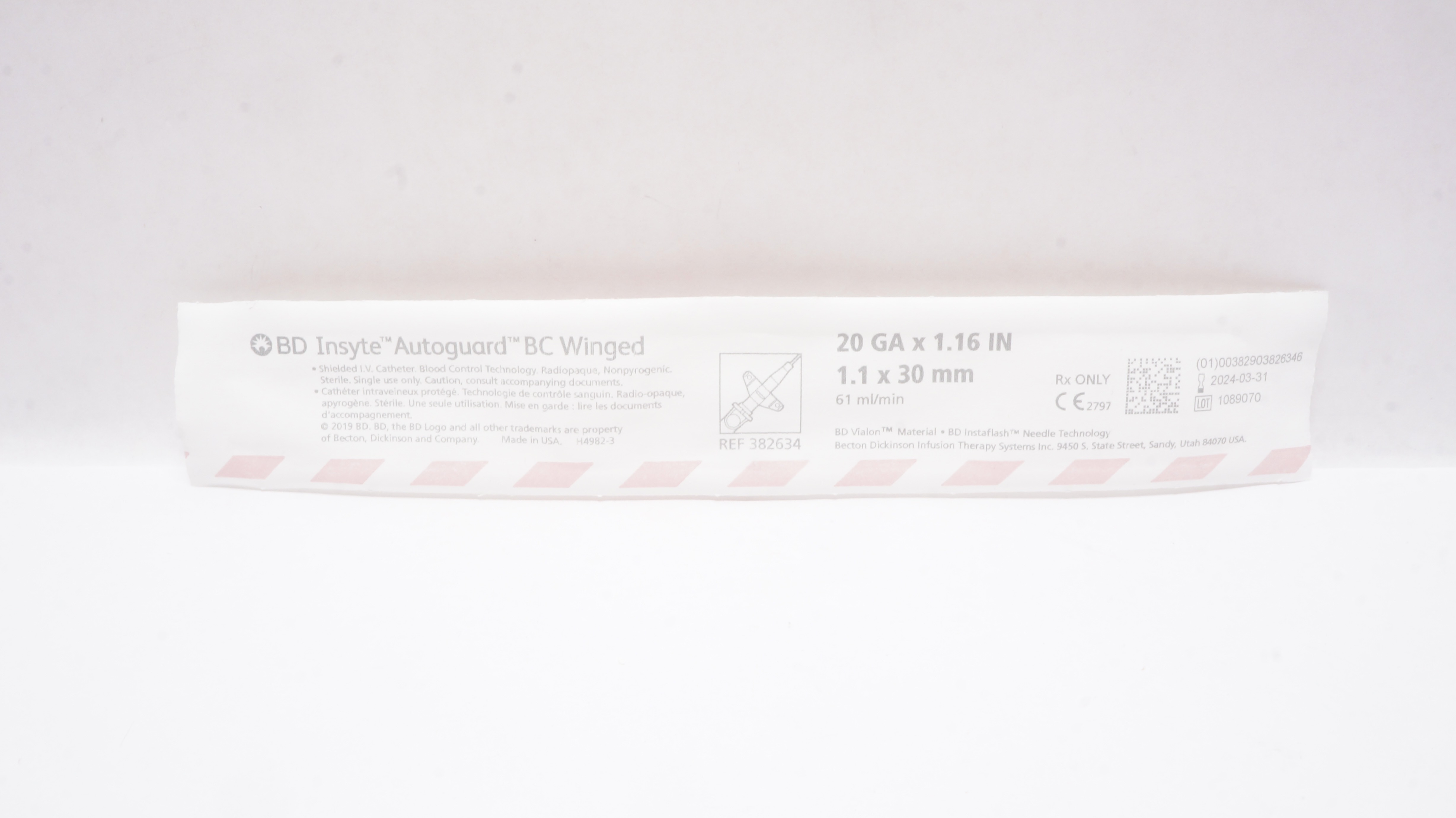 BD 382634 Autoguard BC Winged Shielded I.V. Cath. 20GA. x 1.16In
