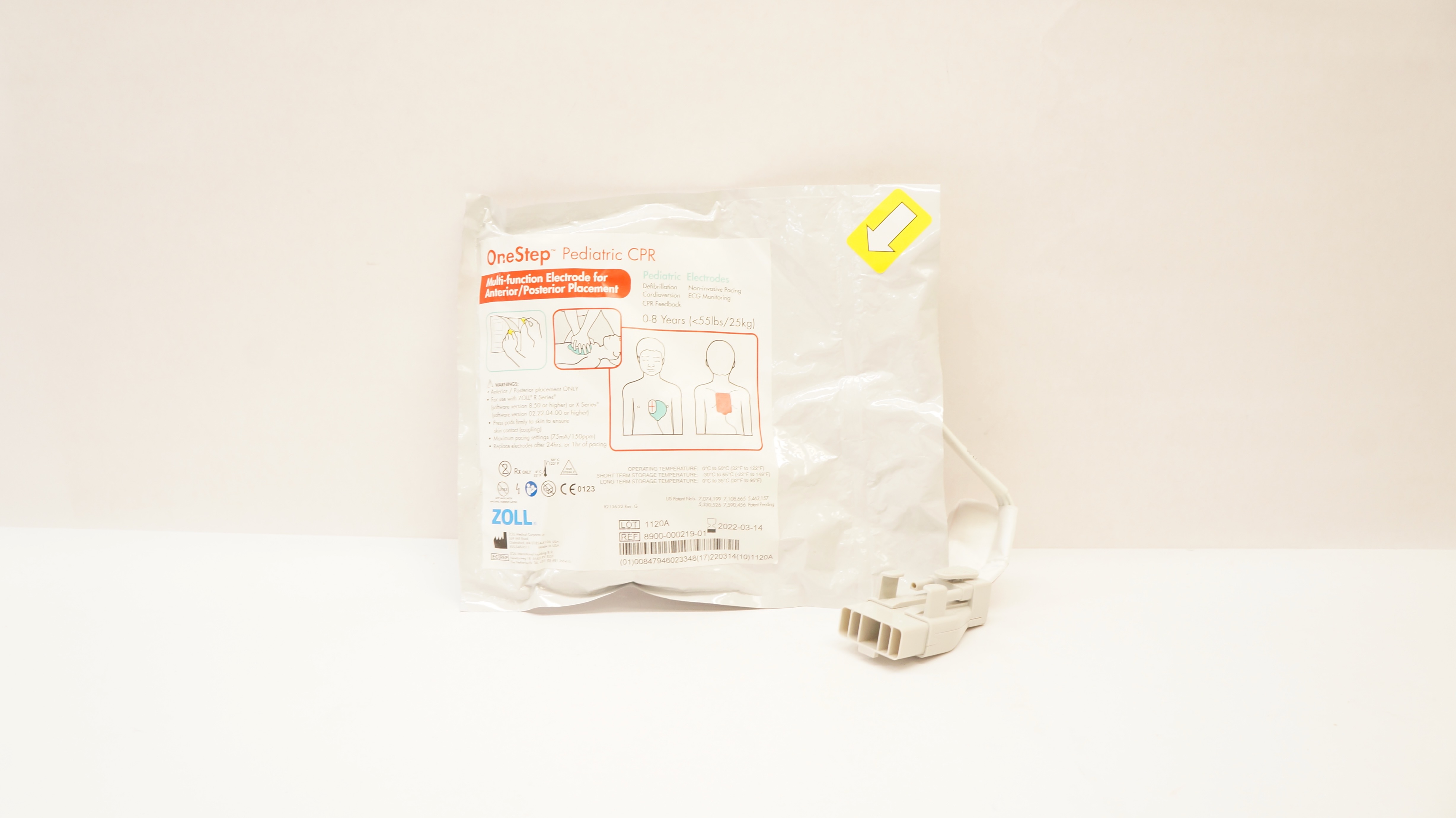 Zoll 8900-000219-01 OneStep Pediatric CPR Multifunction Electrode 0-8 Years (x)