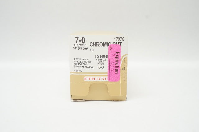 Ethicon 1997G Chromic Gut 7-0 Ethalloy Alloy Micro-Point Ndle 18In-Box of 12 (x)