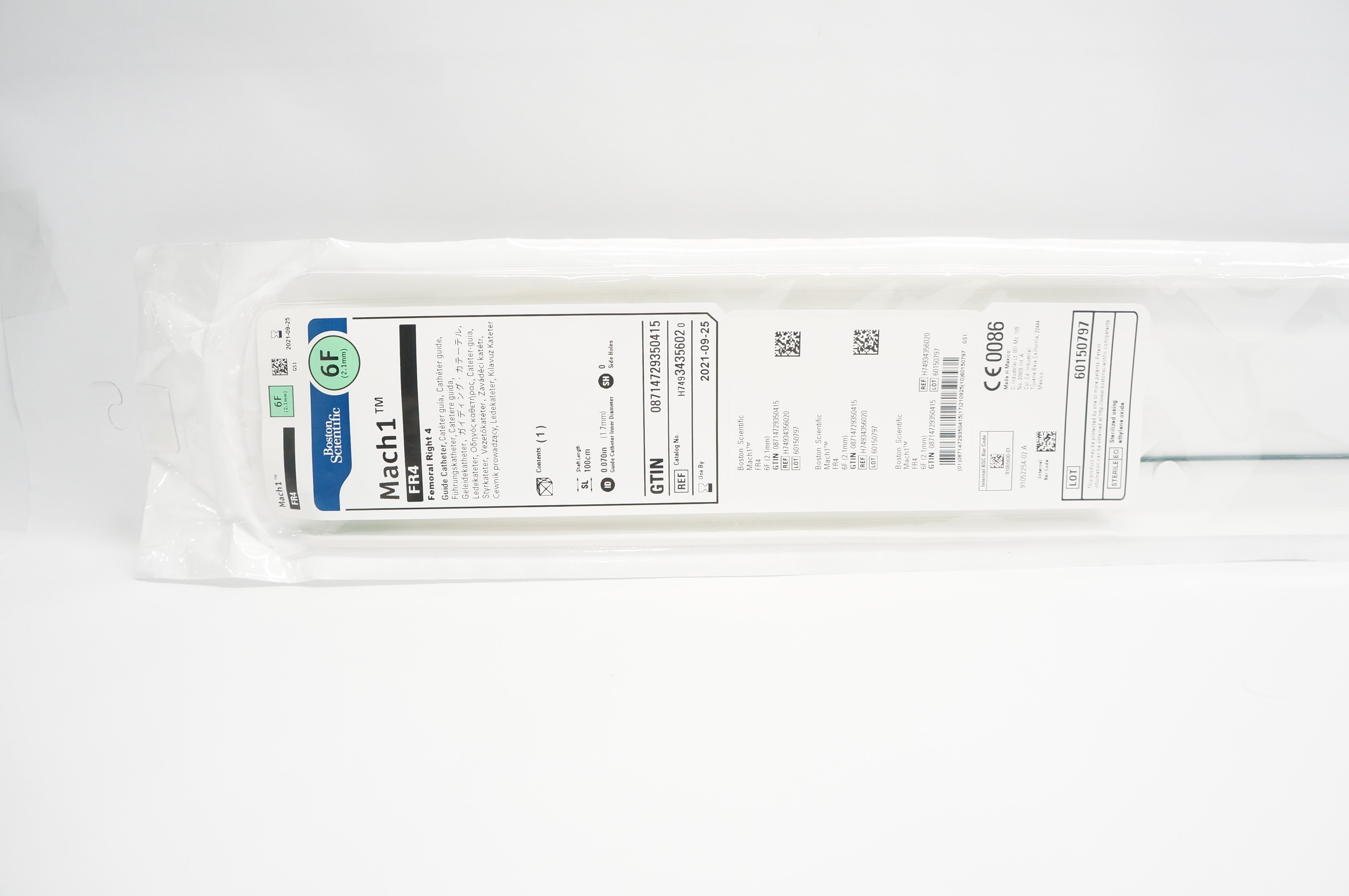 Boston Scientific H74934356020 Mach 1 FR4 Guide Cath. 6F x 100cm x 0.070inch (x)
