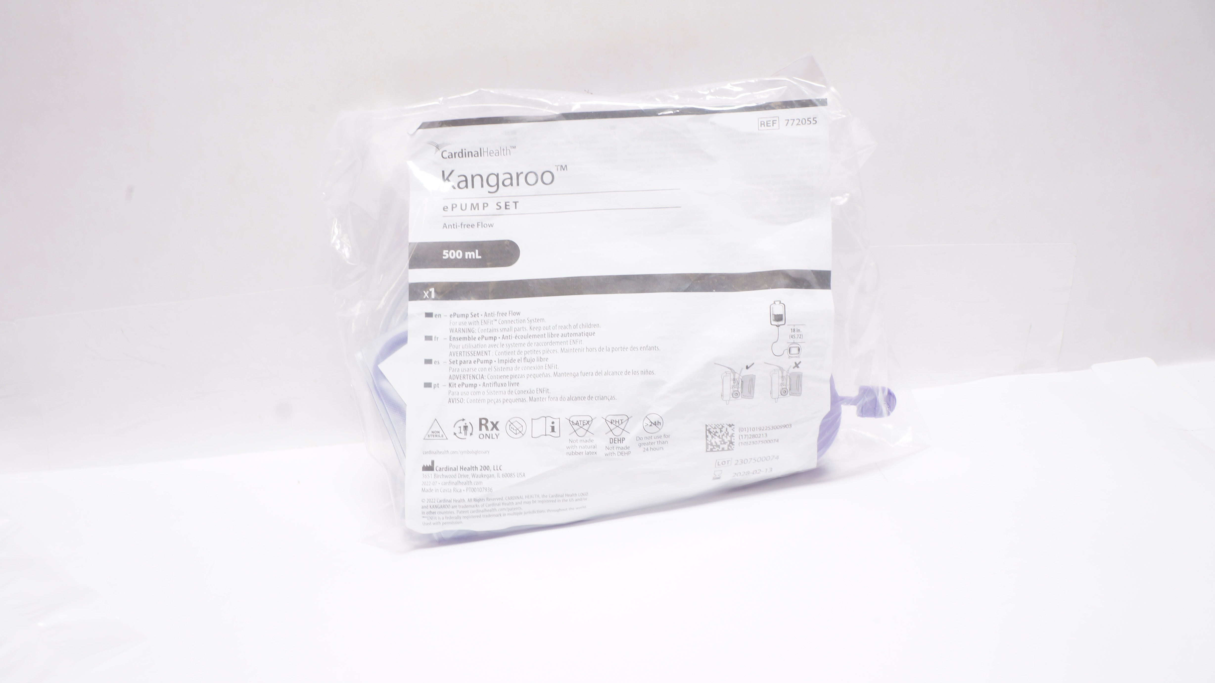 Cardinal Health 772055 Kangaroo ePump Set Anti-free Flow 500ml