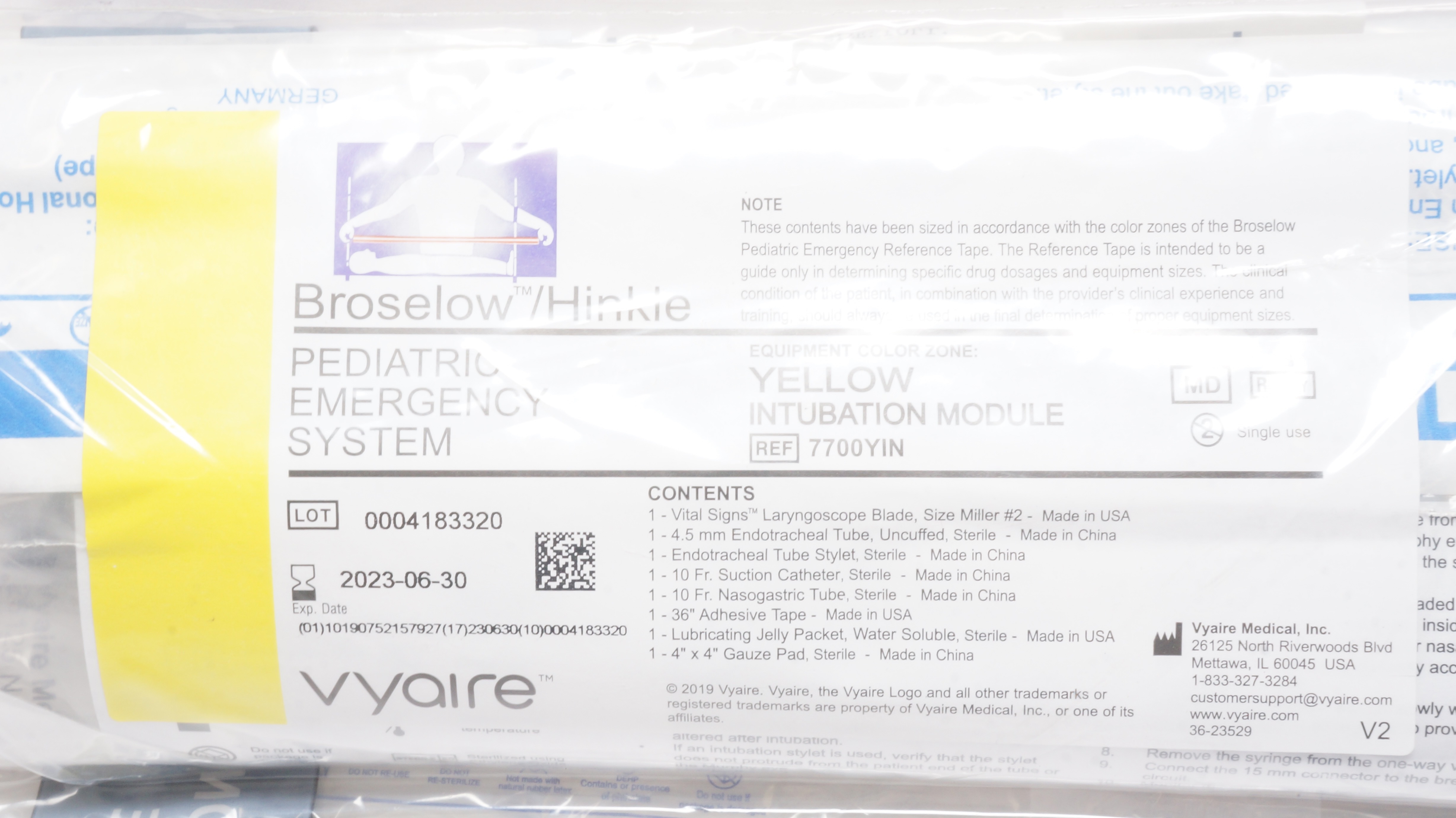 Viyare 7700YIN Broselow/Hinkle Pediatric Emergency System Intubation Module (x)