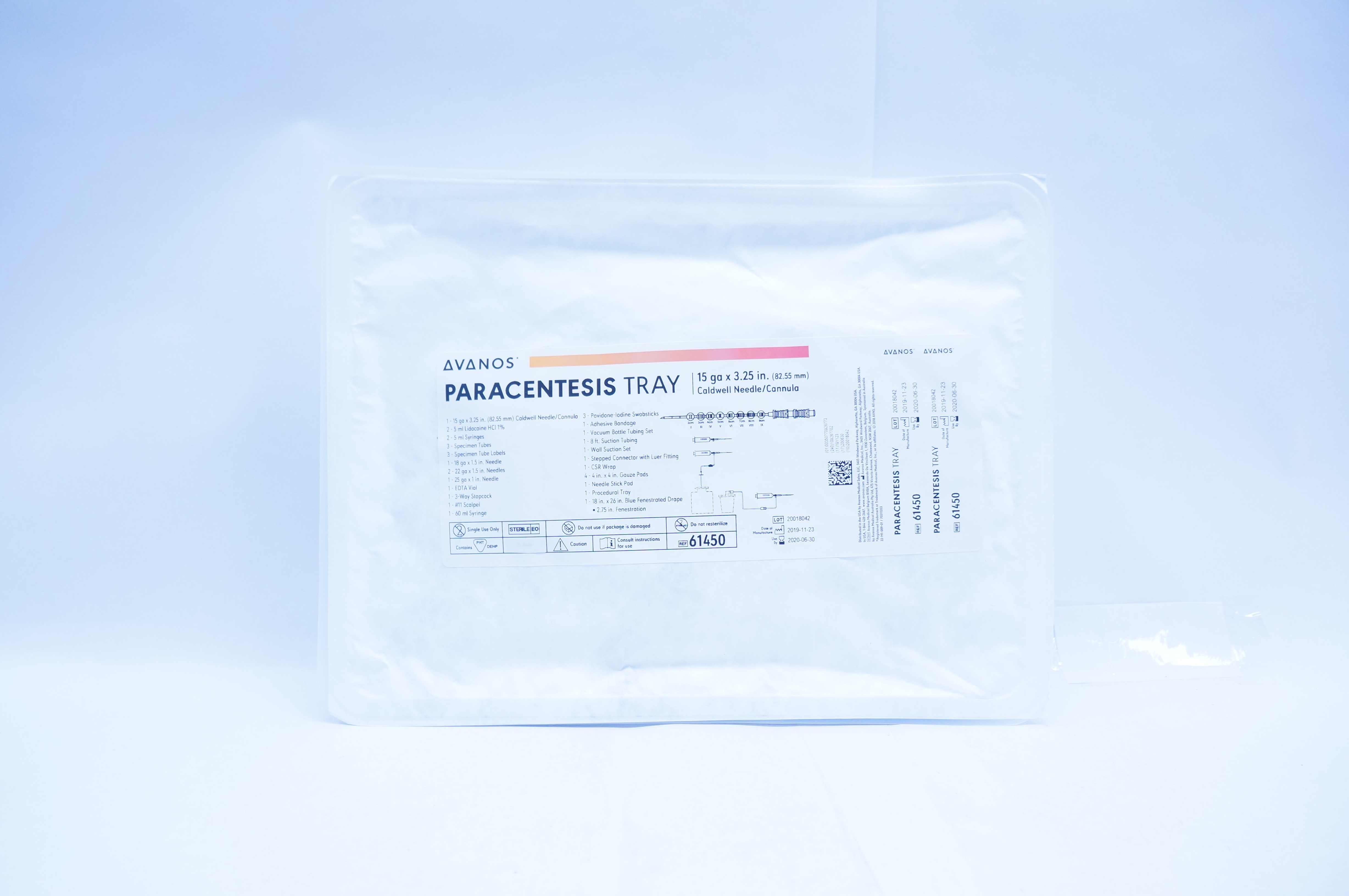Halyard 61450 Paracentesis Tray Caldwell Ndle/Cannula 15ga x 3.25inch (x)