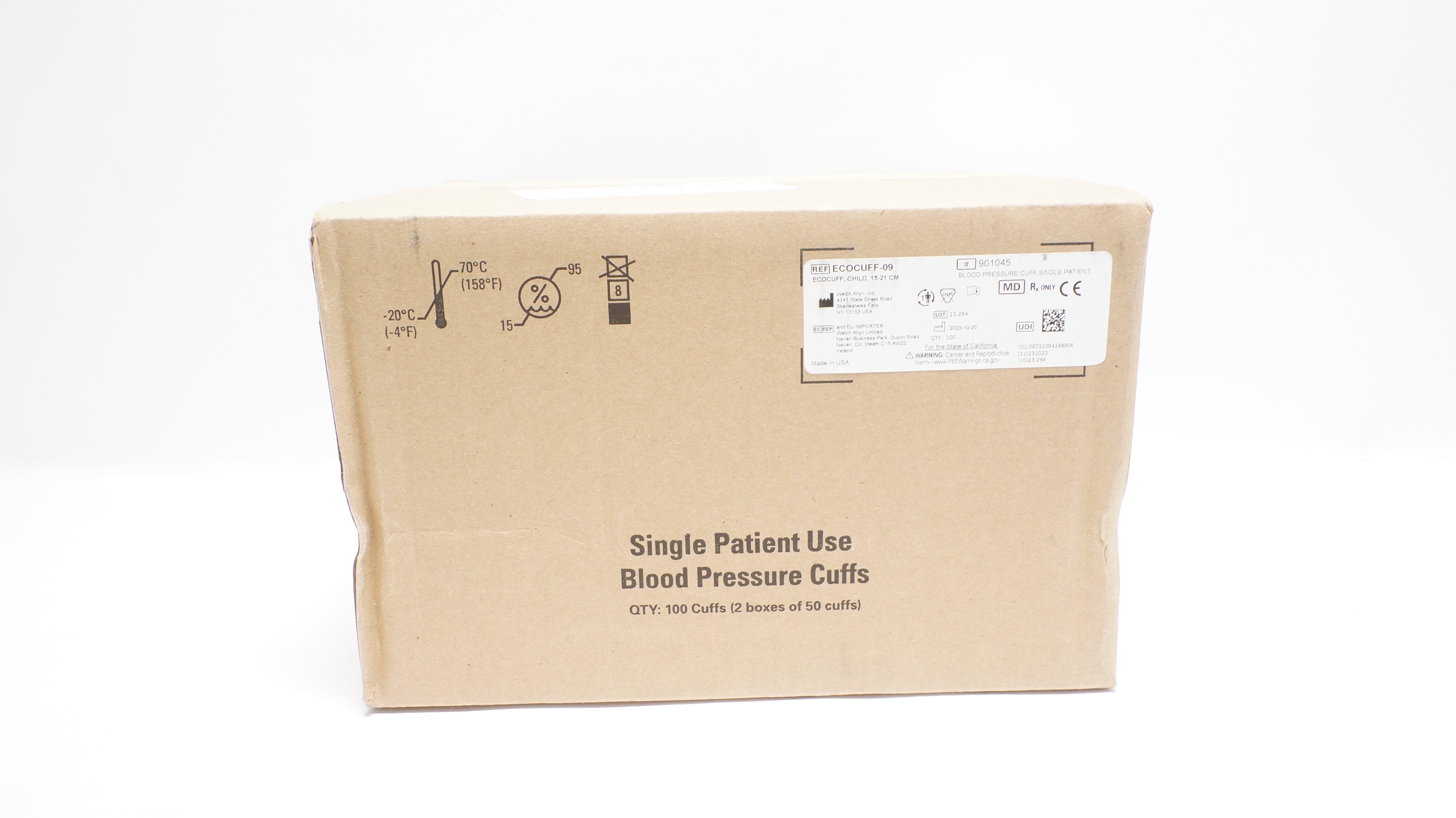 Welch Allyn ECOCUFF-09 Blood Pressure Cuff, Child 15-21cm - Box of 100