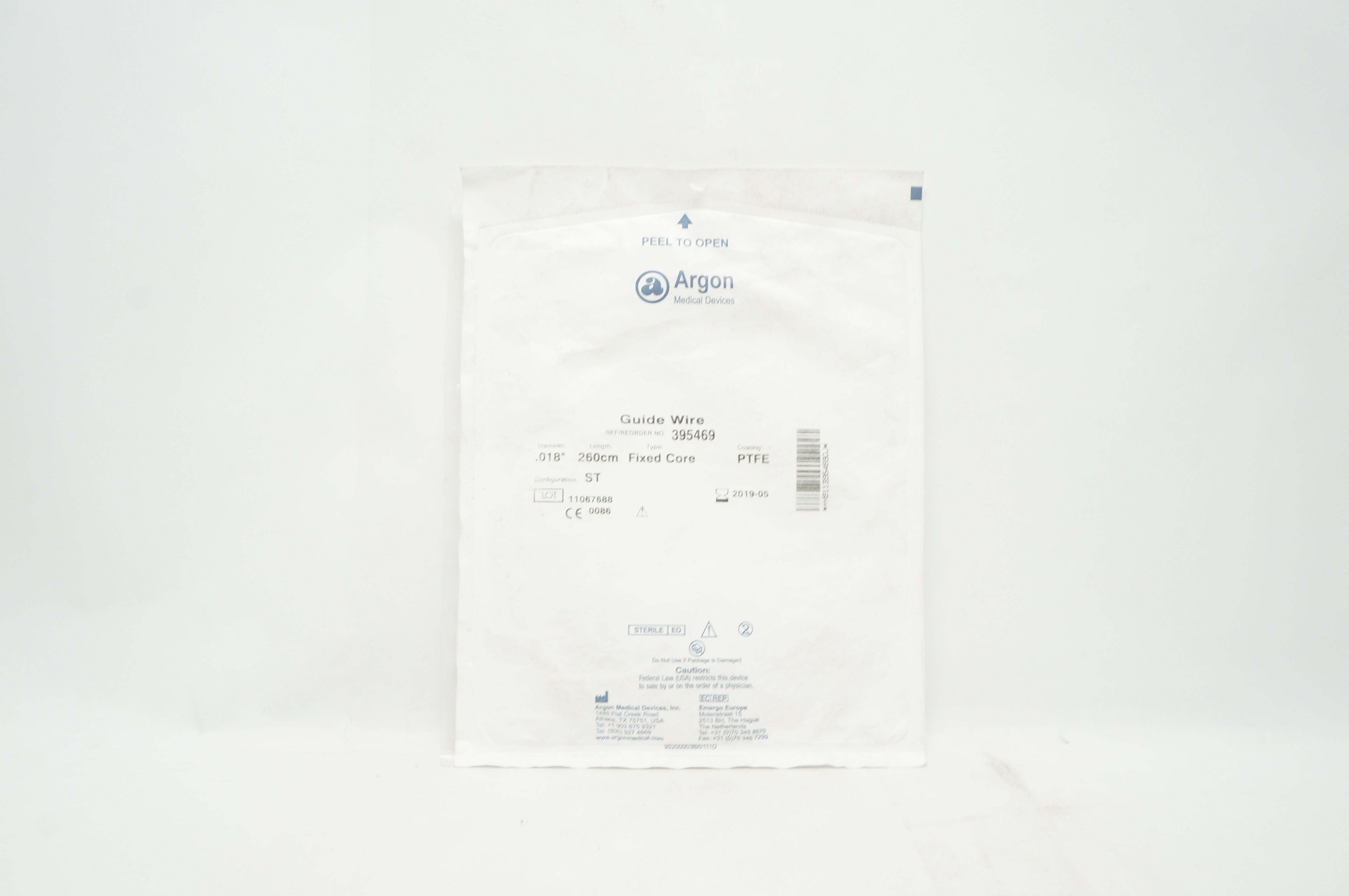 Argon 395469 Guide Wire .018inch 260cm Fixed Core PTFE (x)