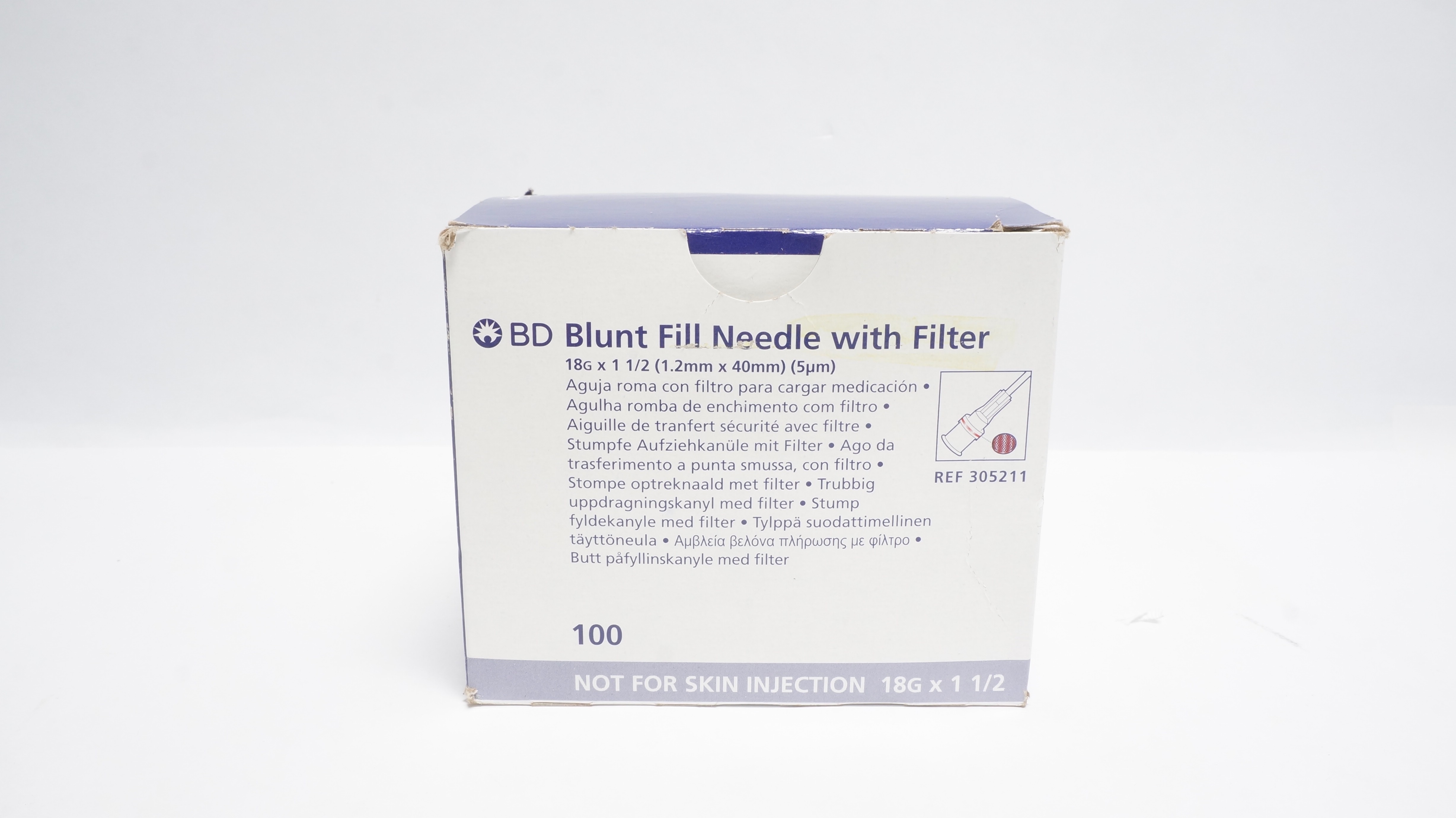 BD 305211 Blunt Fill Ndle. with Filter 18G x 1-1/2inch (x) - Box of 100