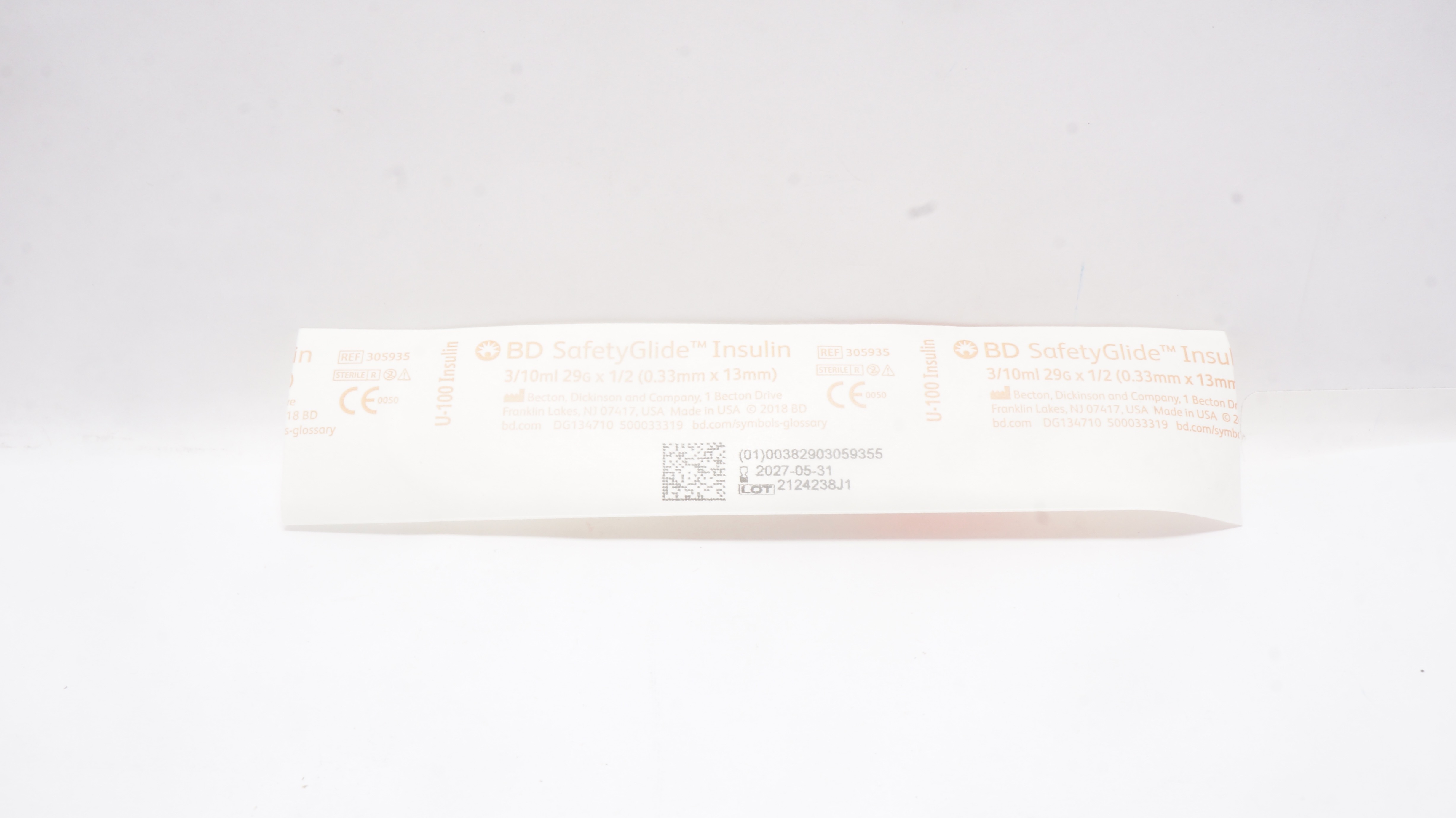 BD 305935 SafetyGlide U-100 Insulin 3/10ml 29G x 1/2