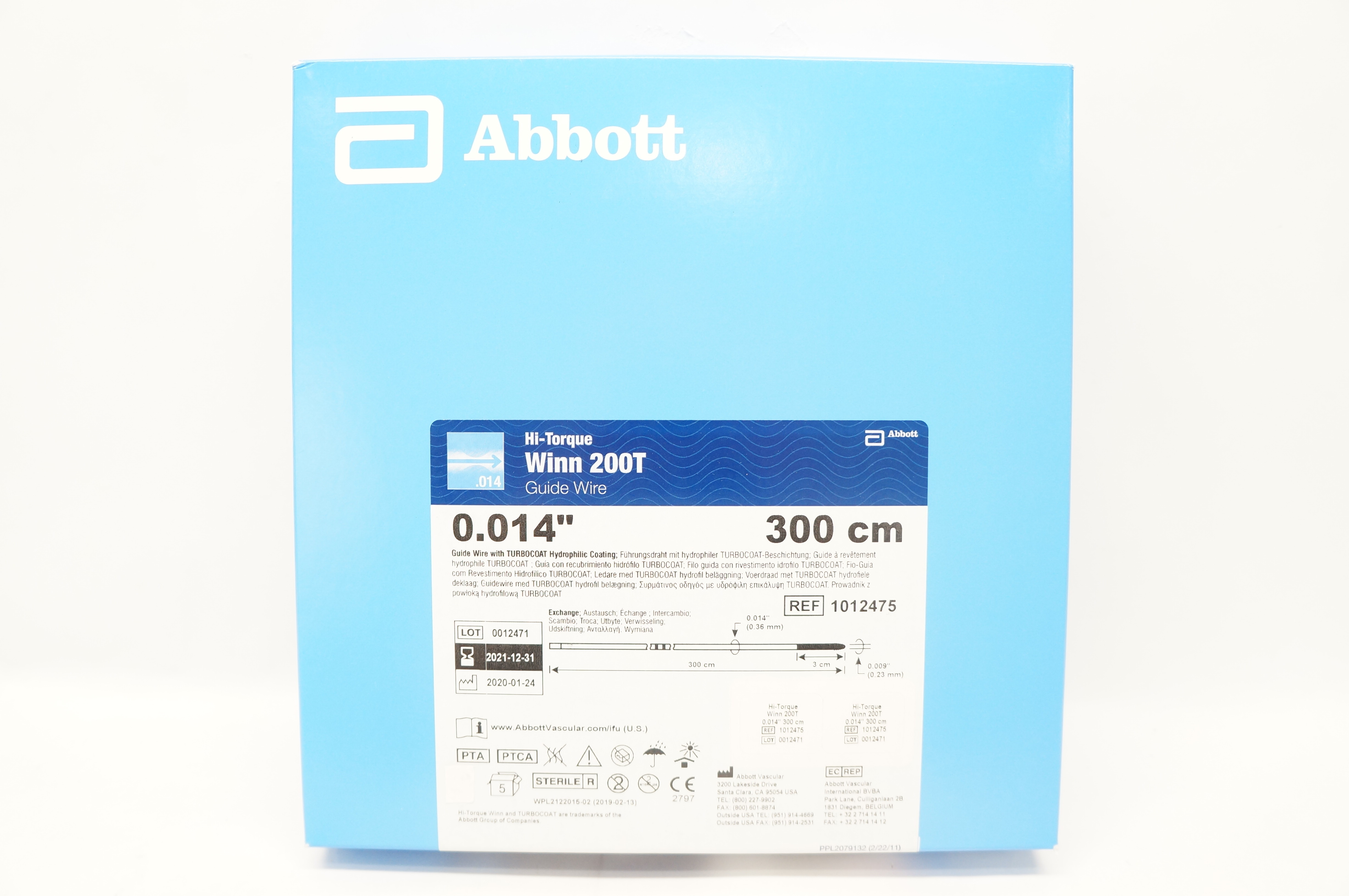 Abbott 1012475 Hi-Torque Winn 200T Guide Wire 0.014inch x 300cm (x) - Box of 5