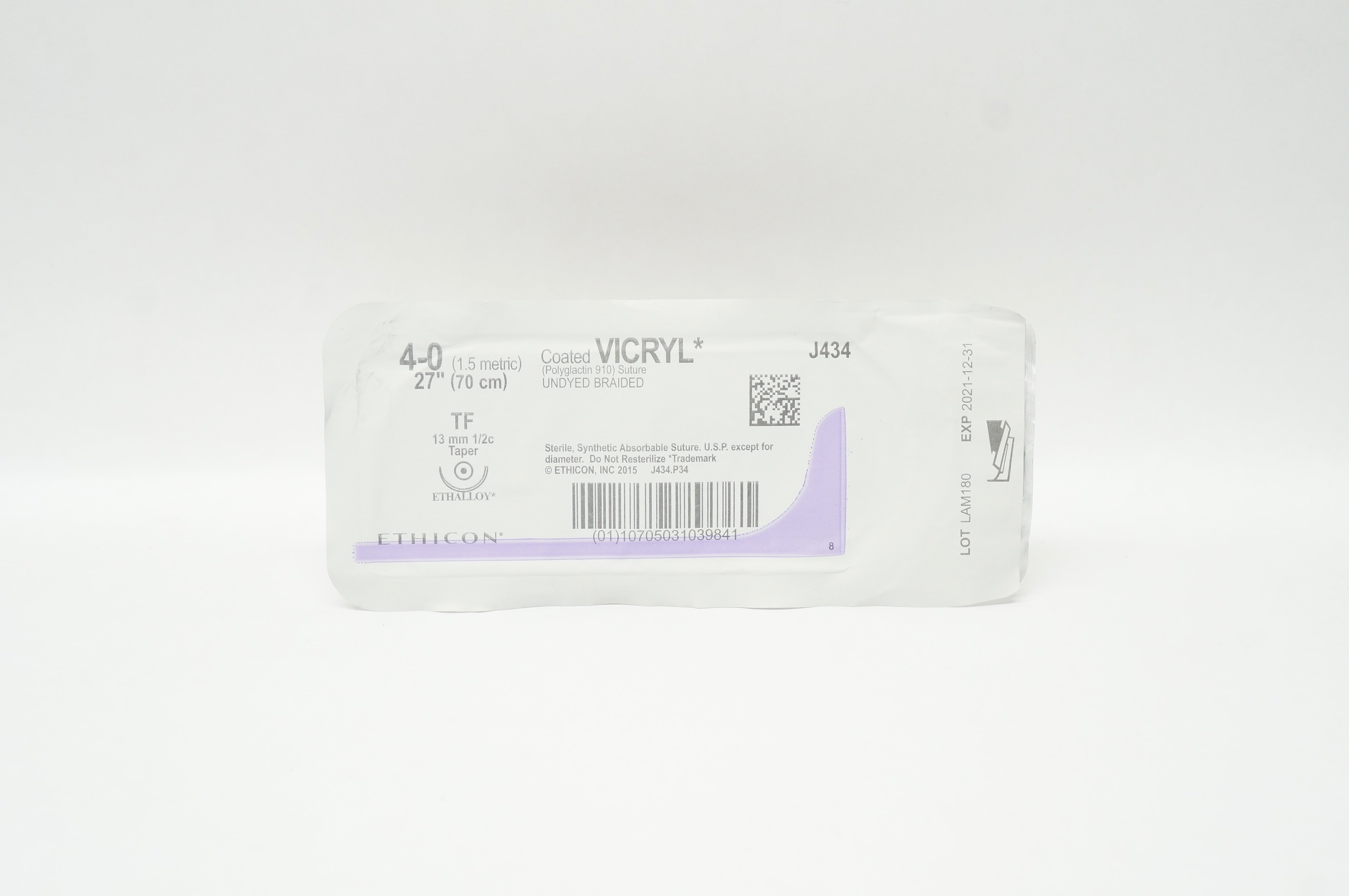 Ethicon J434 4-0 Coated VICRYL TF 13mm 1/2c Taper, 27inch (x)