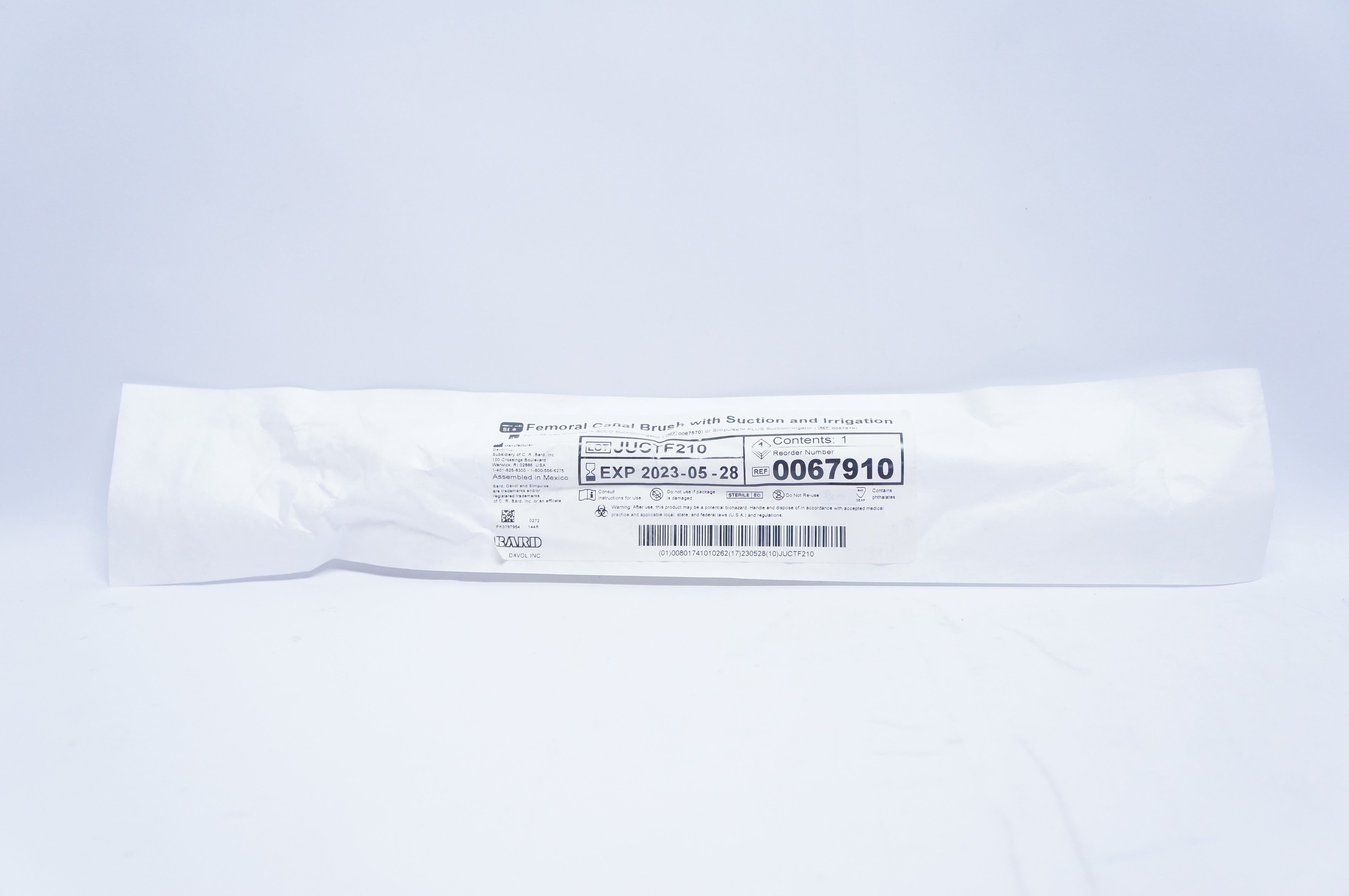Bard 0067910 Femoral Canal Brush with Suction and Irrigation