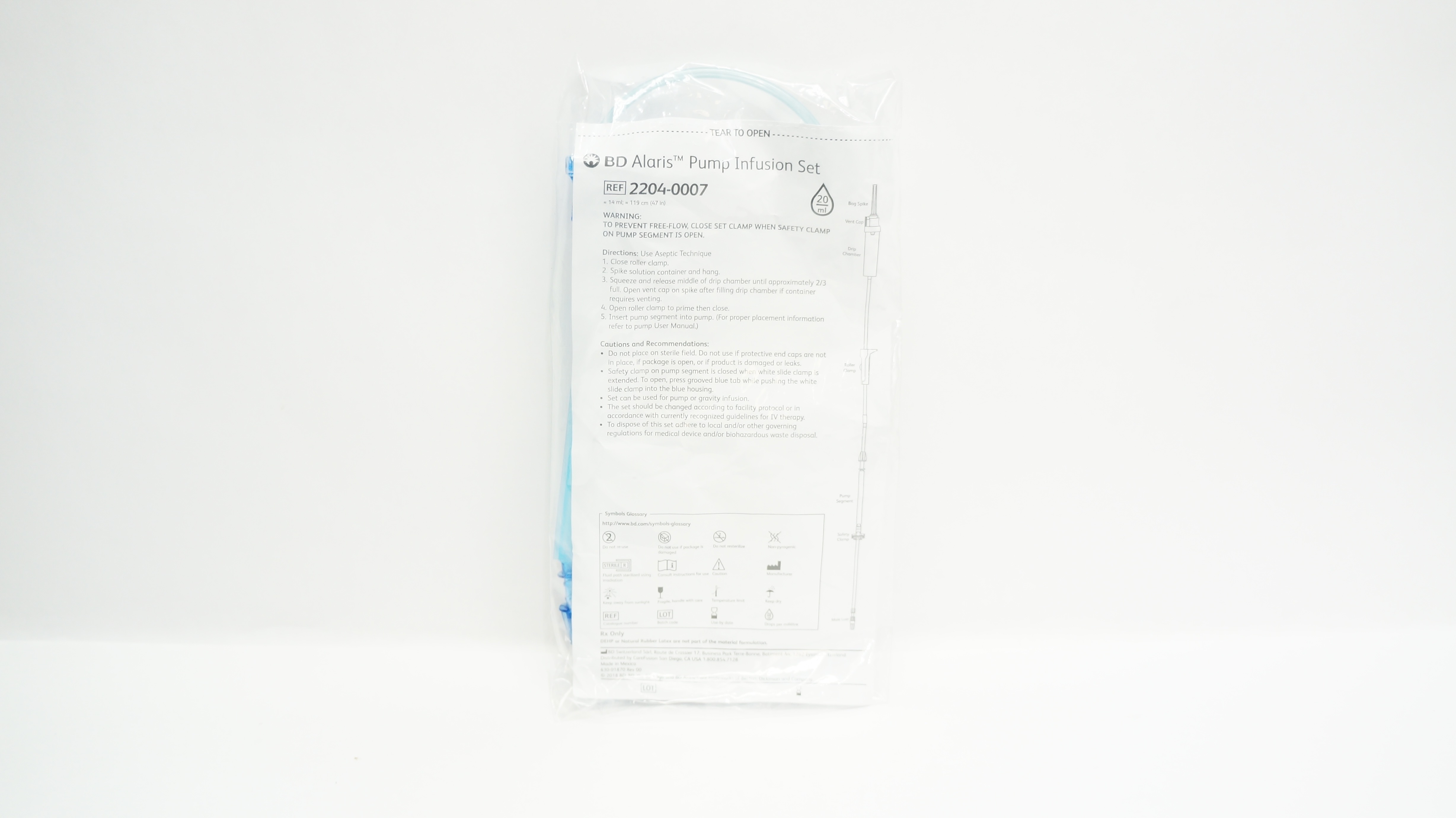 BD 2204-0007 Alaris Pump Infusion Set, 47inch x 14ml 20Drops/mL