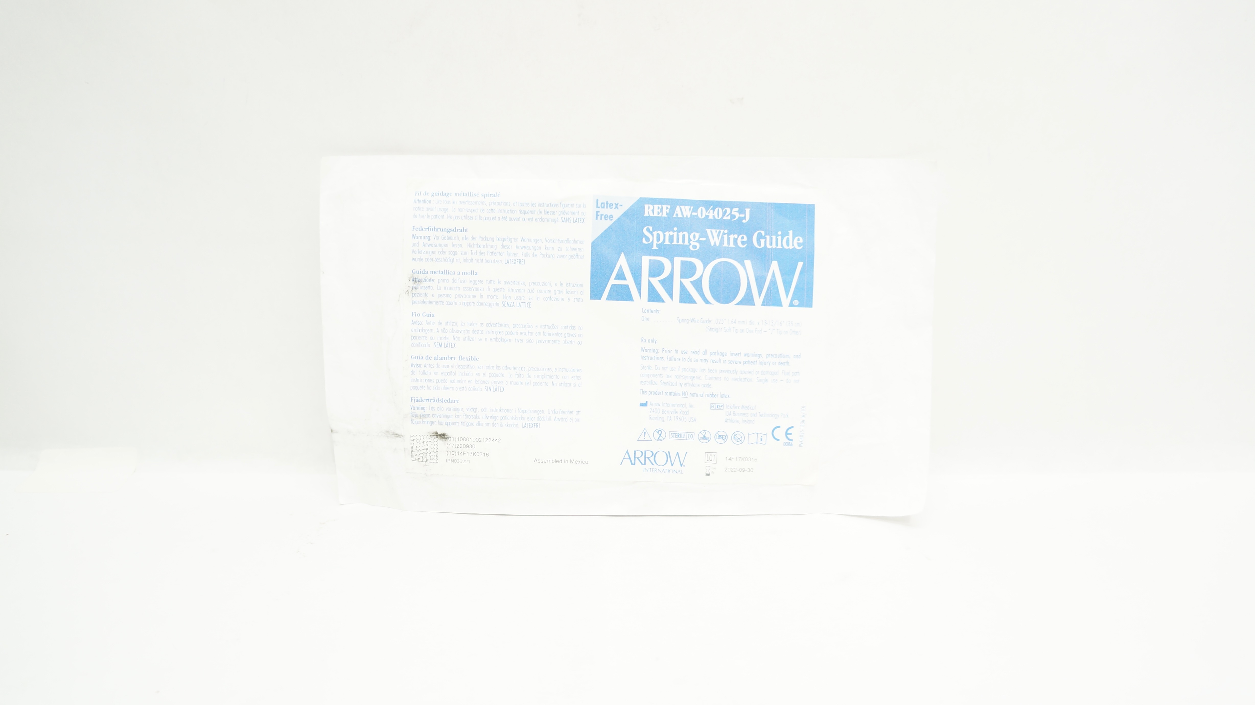 Arrow AW-04025-J Spring-Wire Guide 0.025inch x 13-13/16inch (x)