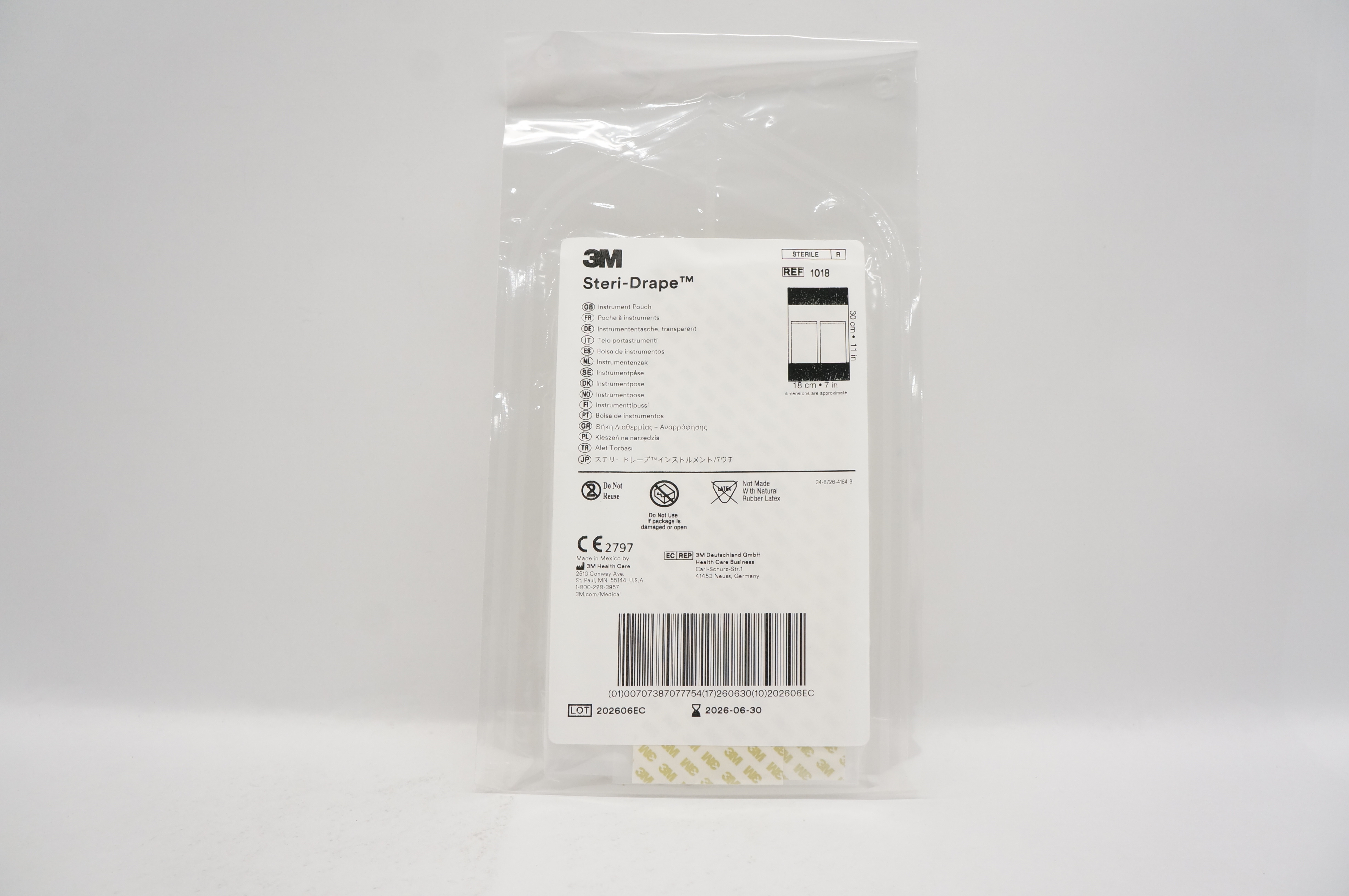 3M 1018 Steri-Drape Instrument Pouch 7inch x 11inch