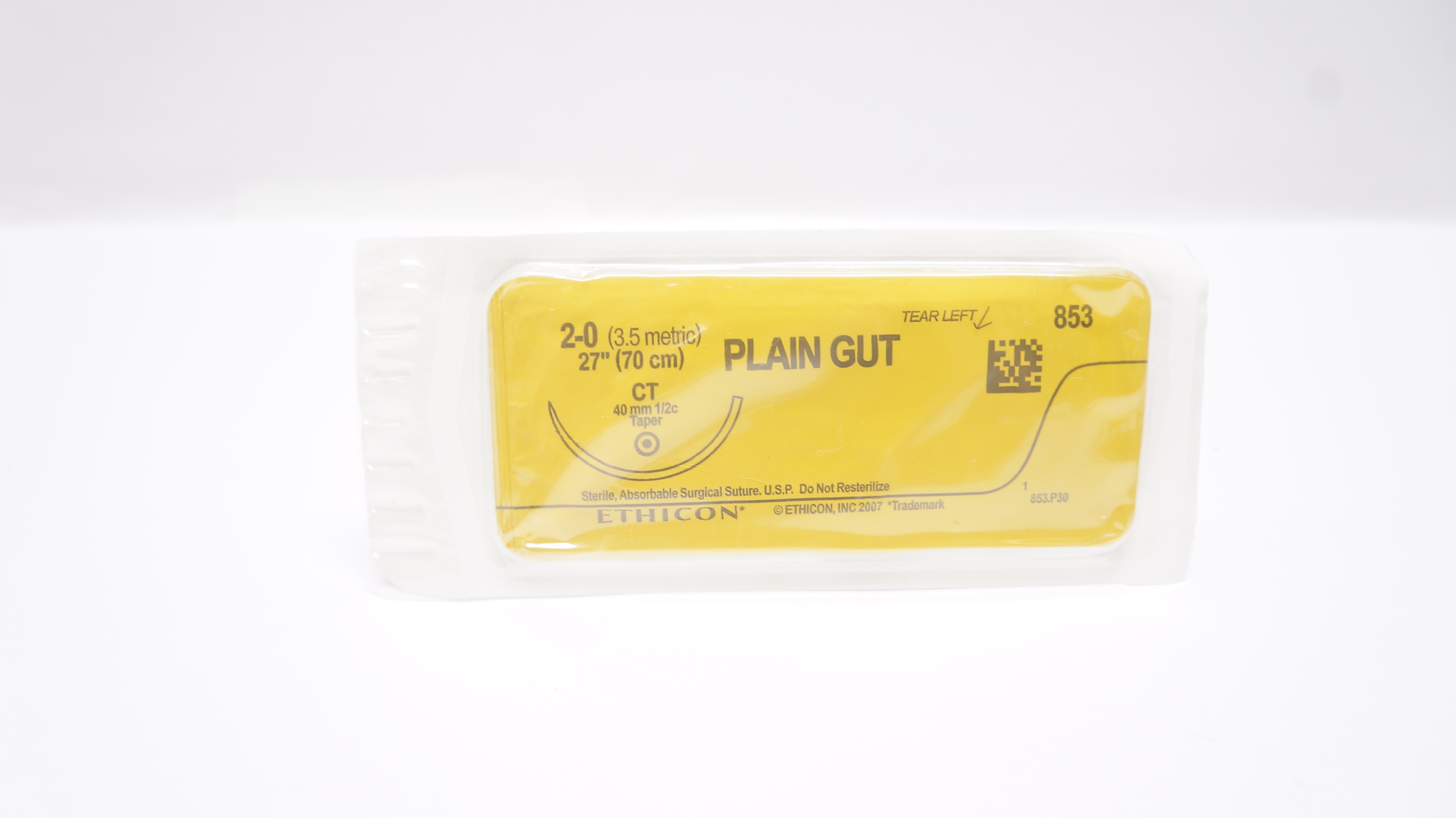 Ethicon 853 2-0 PLAIN GUT CT, 40mm 1/2c Taper, 27inch (x)