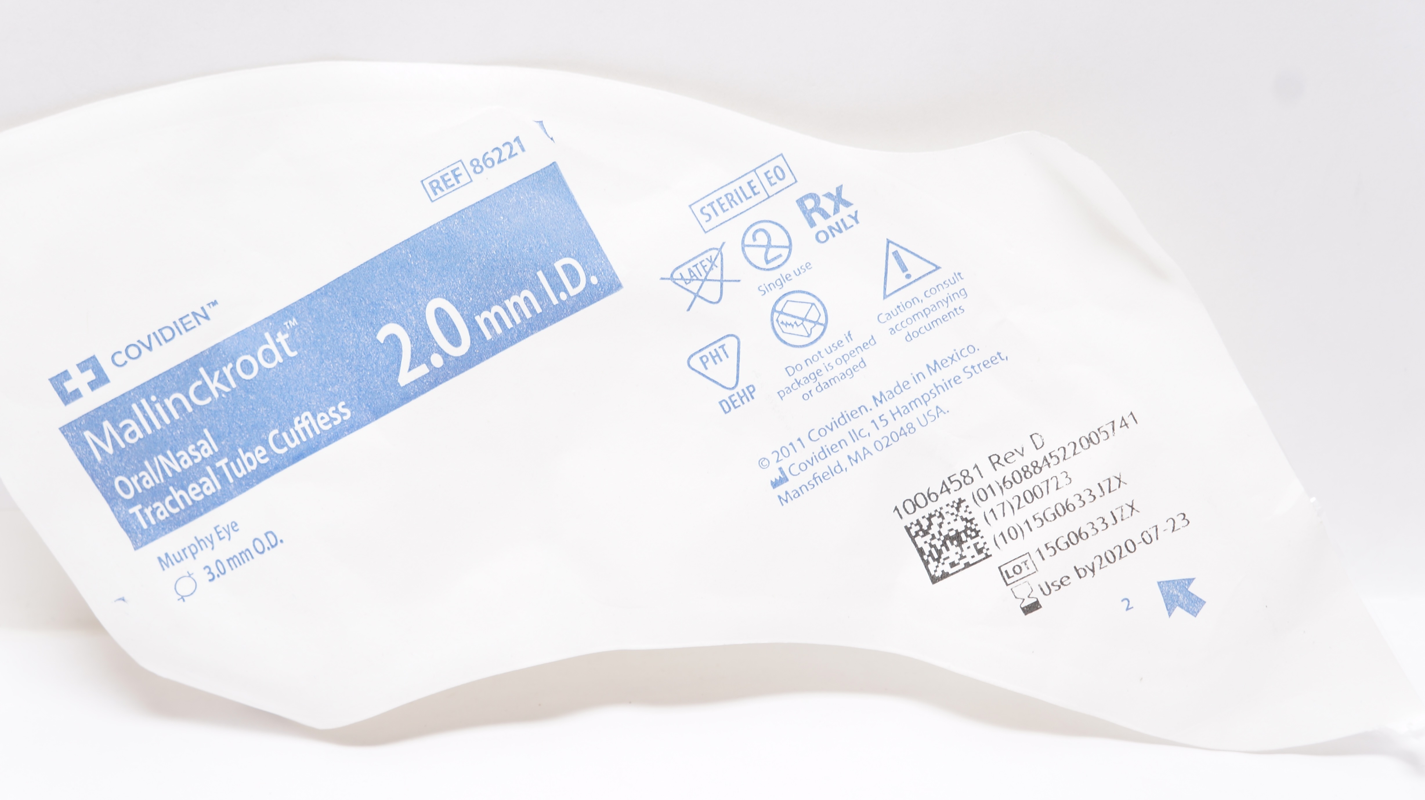 Covidien 86221 Mallinckrodt Oral/Nasal Tracheal Tube Cuffless 2.0ID x 3.0mmOD(x)