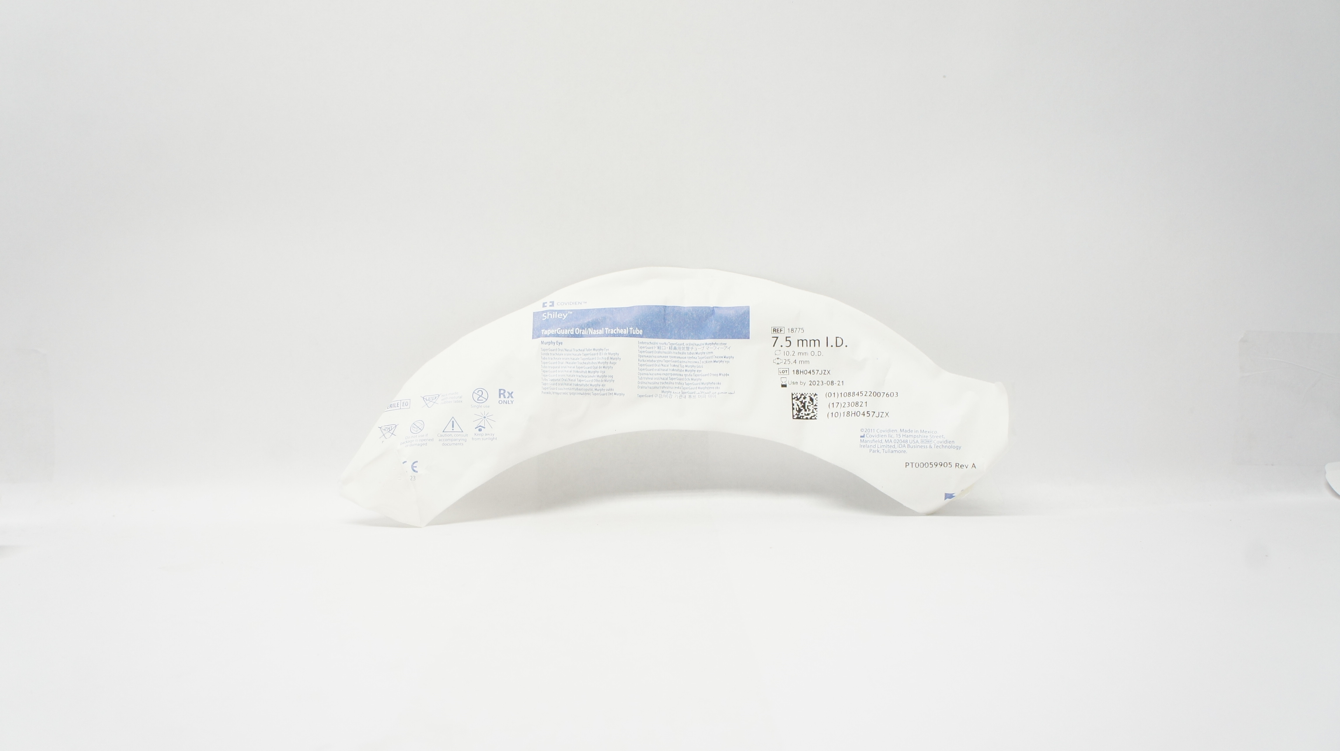 Covidien 18775 Shiley TaperGuard Oral/Nasal Tracheal Tube 7.5mm ID, 10.2mm OD