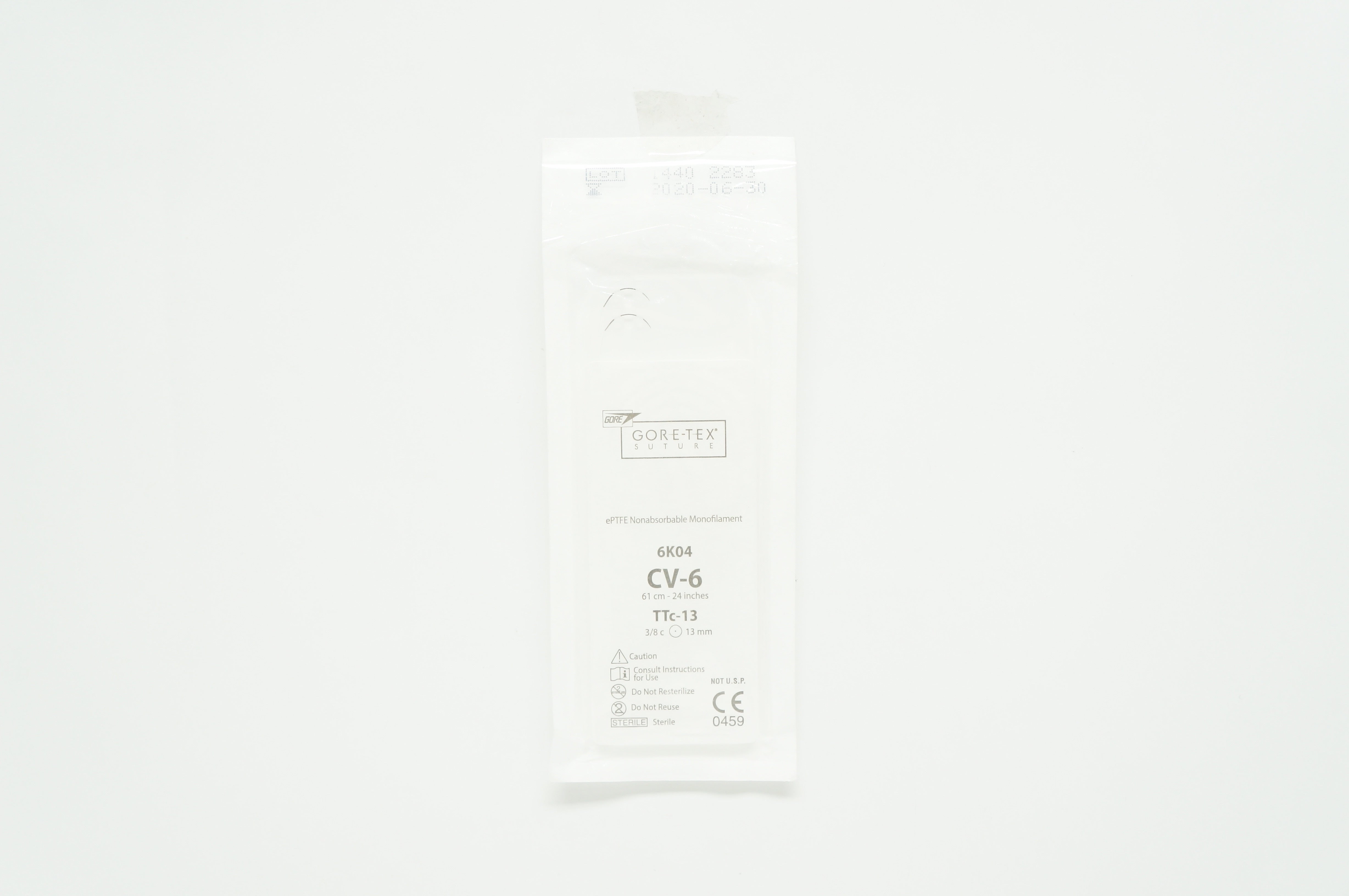 Gore 6K04 ePTFE Nonabsorbable Monofilament, CV-6 TTc-13 3/8c 13mm, 24 inch (x)