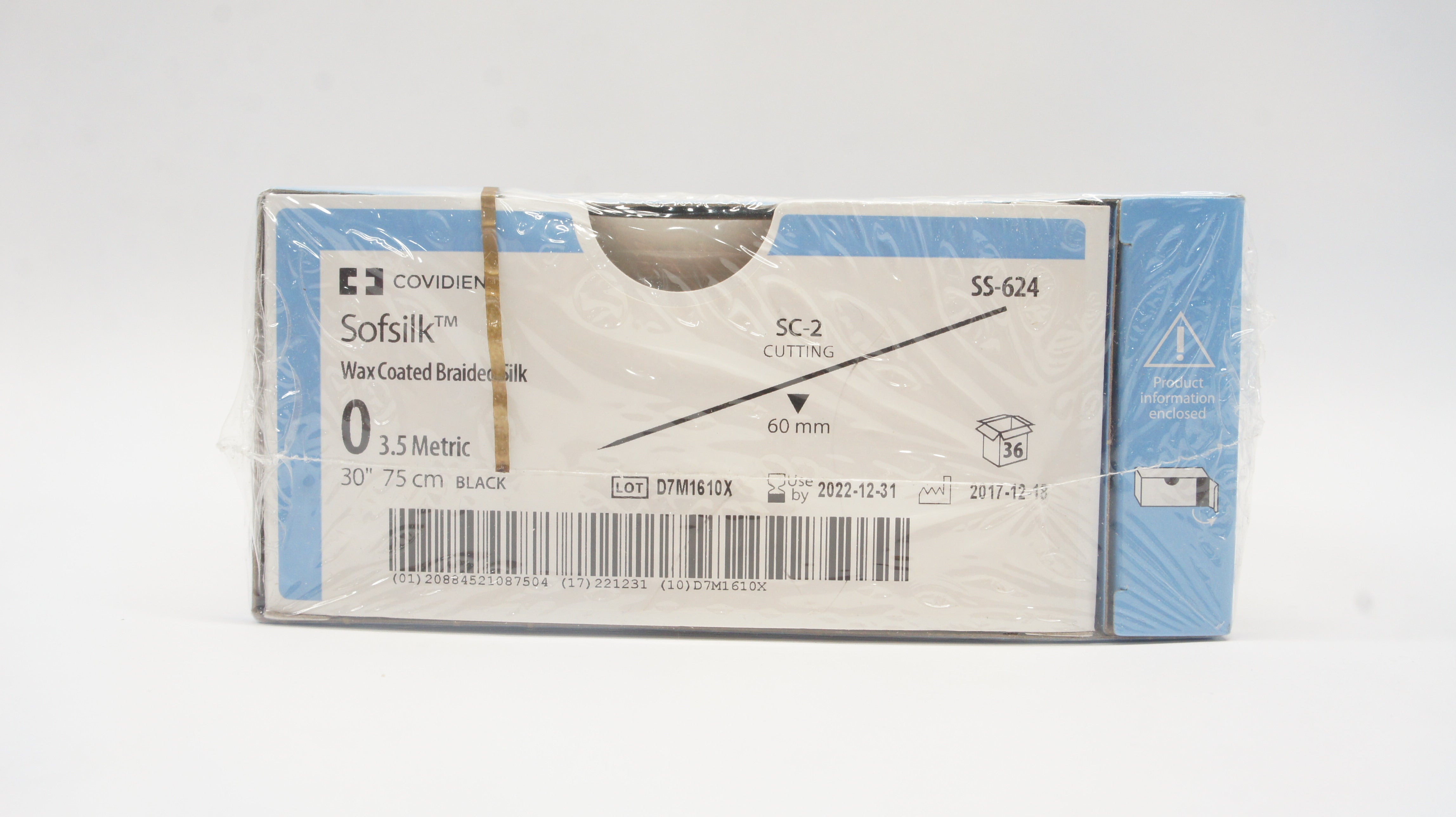Covidien SS-624 0 Sofsilk black 30" SC-2 straight cutting ~ Box of 36