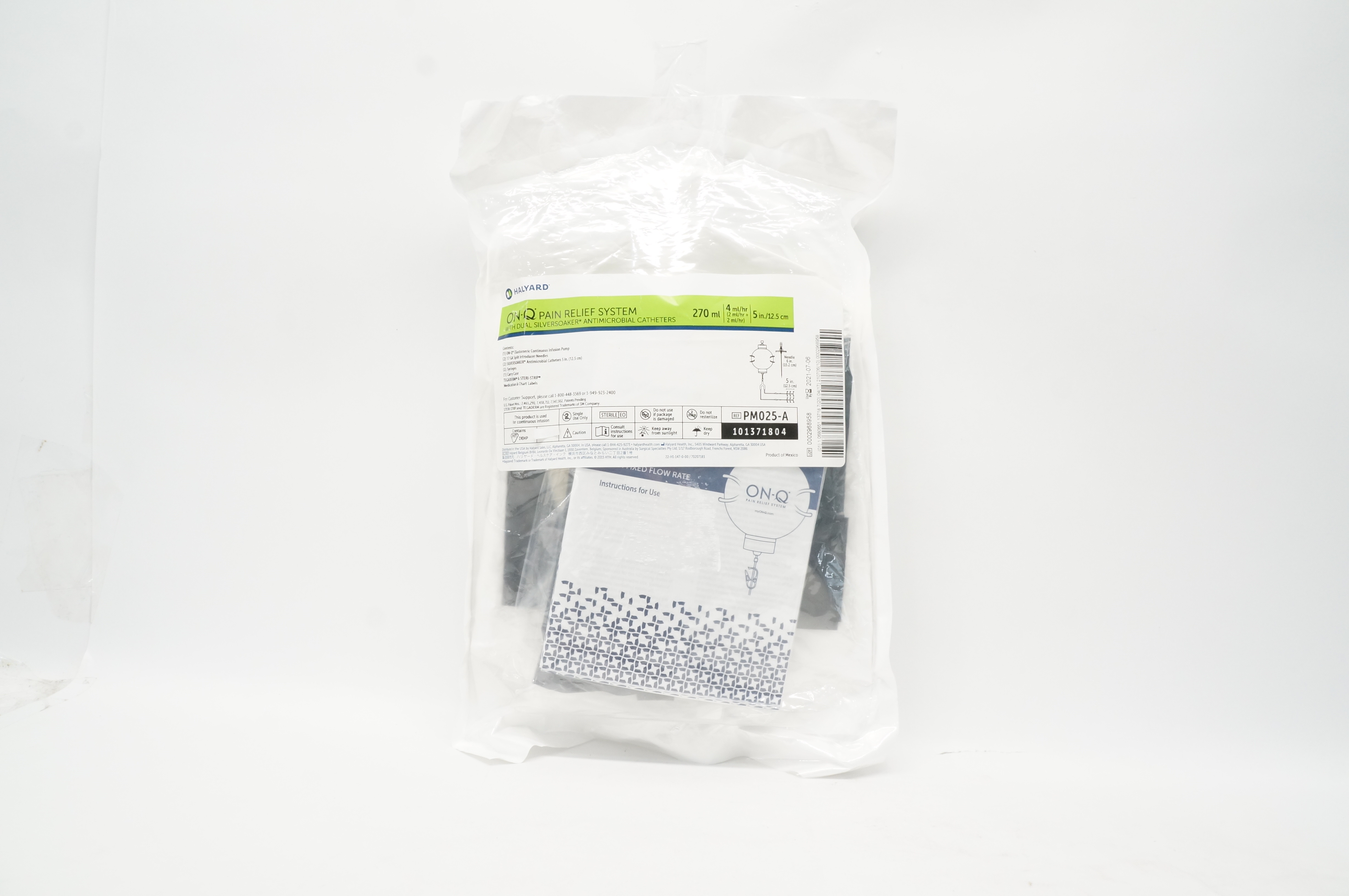 Halyard PM025-A ON-Q Pain Relief System with Antimicrobial Cath. 270ml x 5 inch