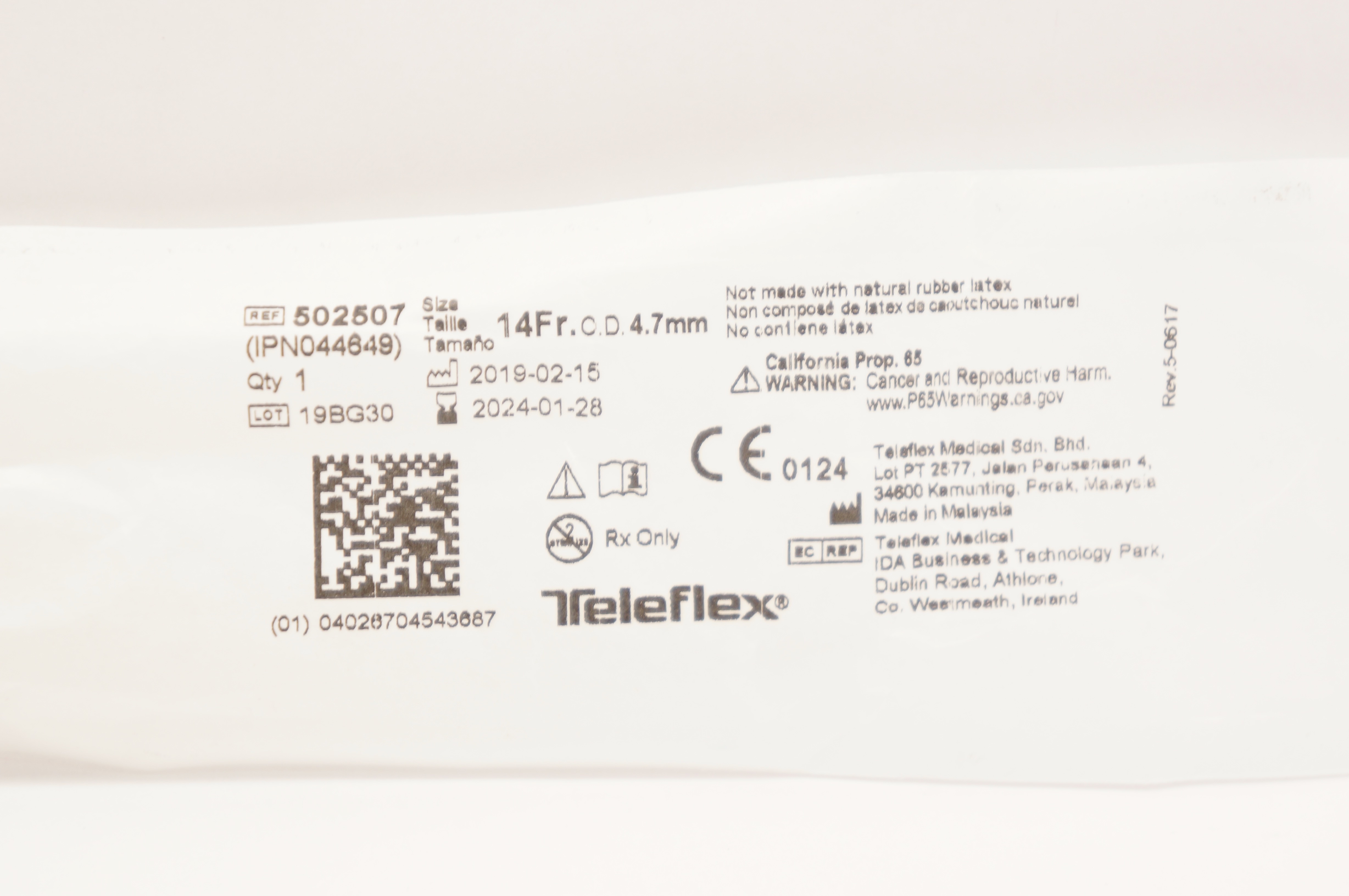 Teleflex 502507 Rusch Flexi-Slip Stylet With Soft Distal Tip 14Fr x 4.7mm OD (x)