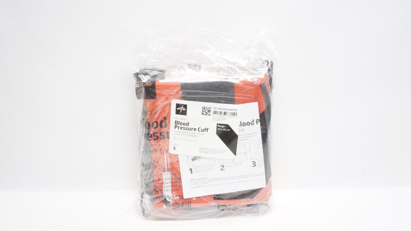 Medline MDS9914HPLRE Reusable Blood Pressure Cuff Large Adult Long