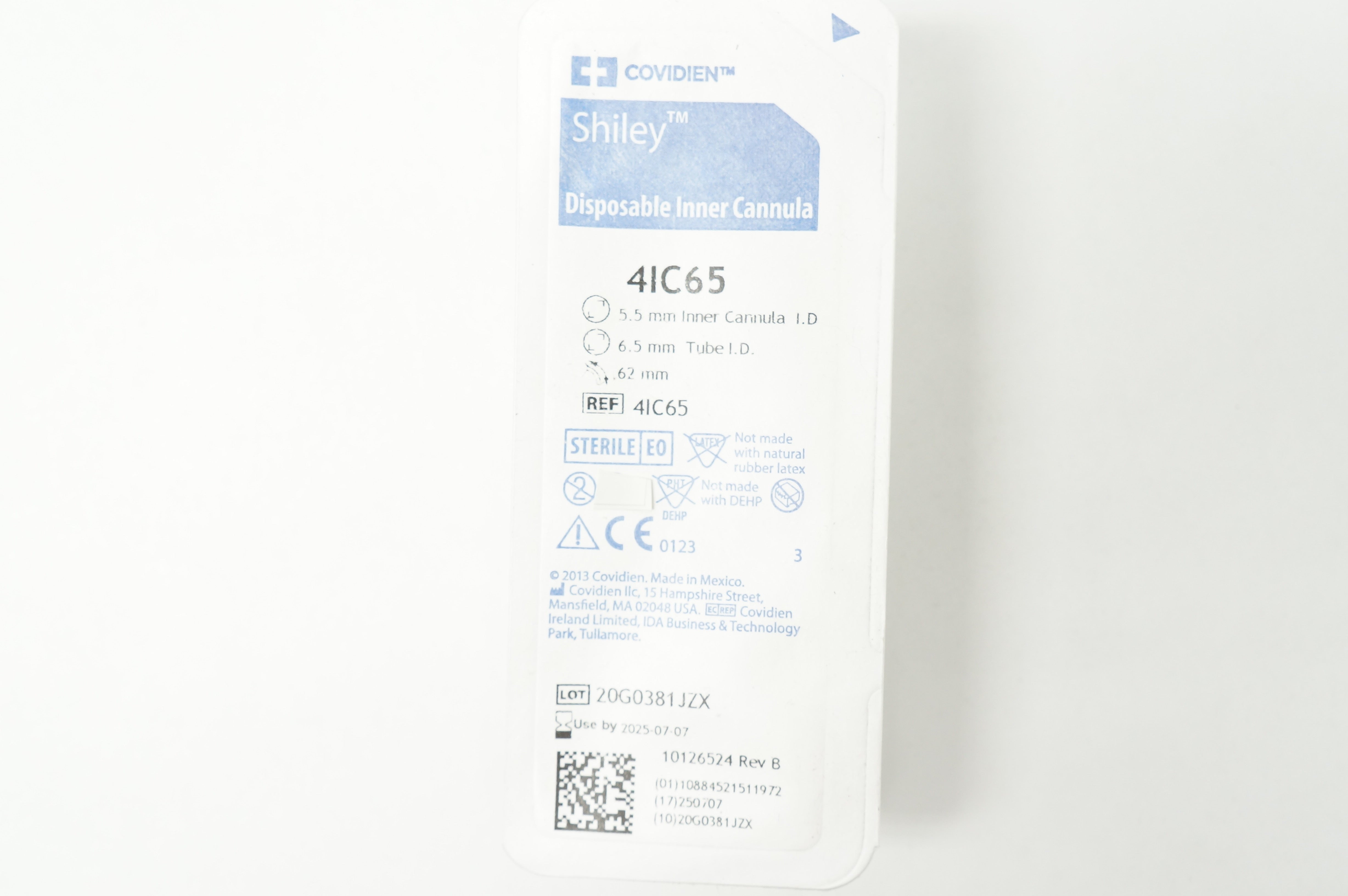 Covidien 4IC65 Shiley Disposable Inner Cannula 5.5mm IDx 6.5mm Tube ID, 62mm