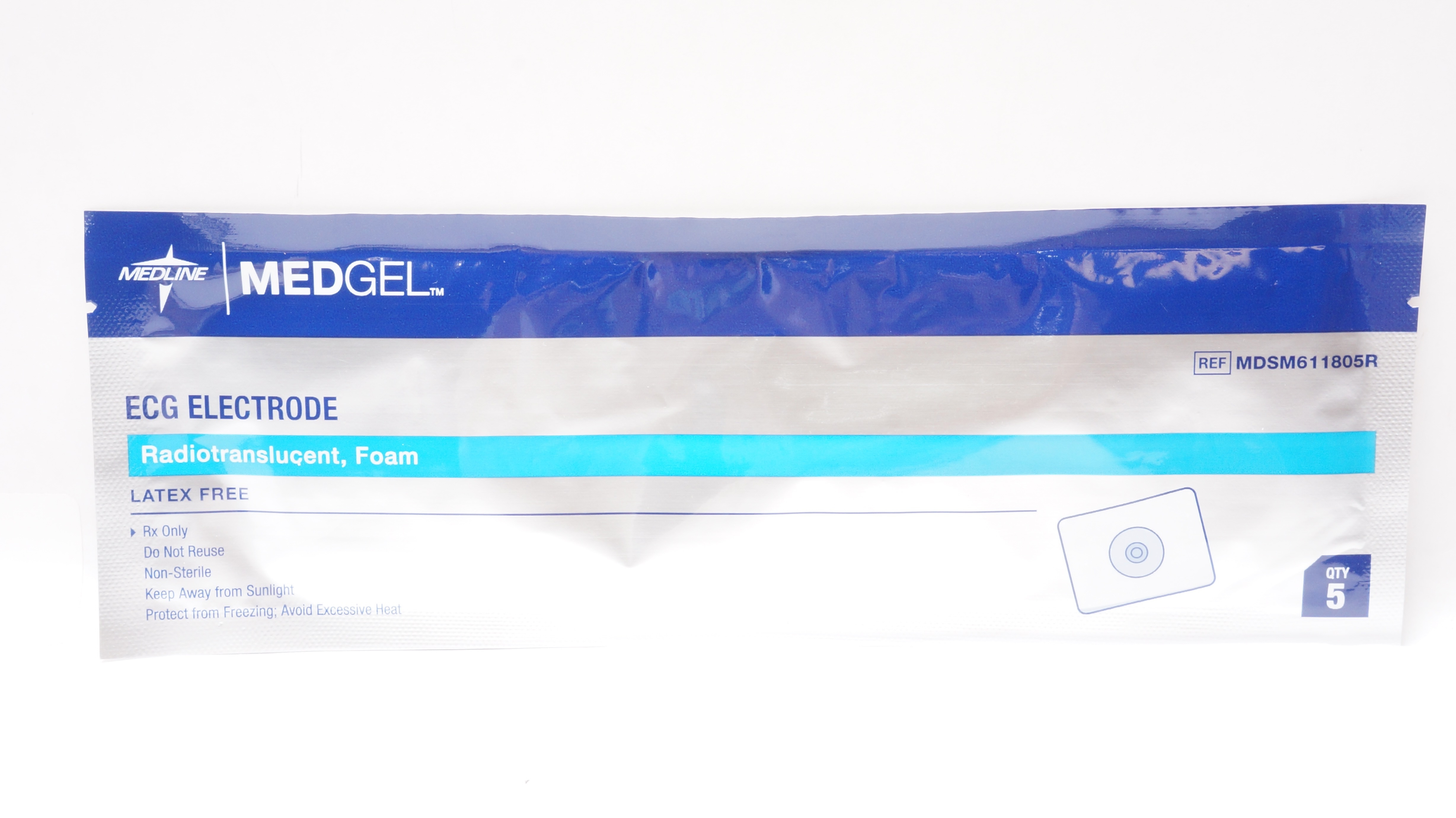 Medline MDSM611805R ECG Electrode Radiotranslucent, Foam - Pack of 5 (x)