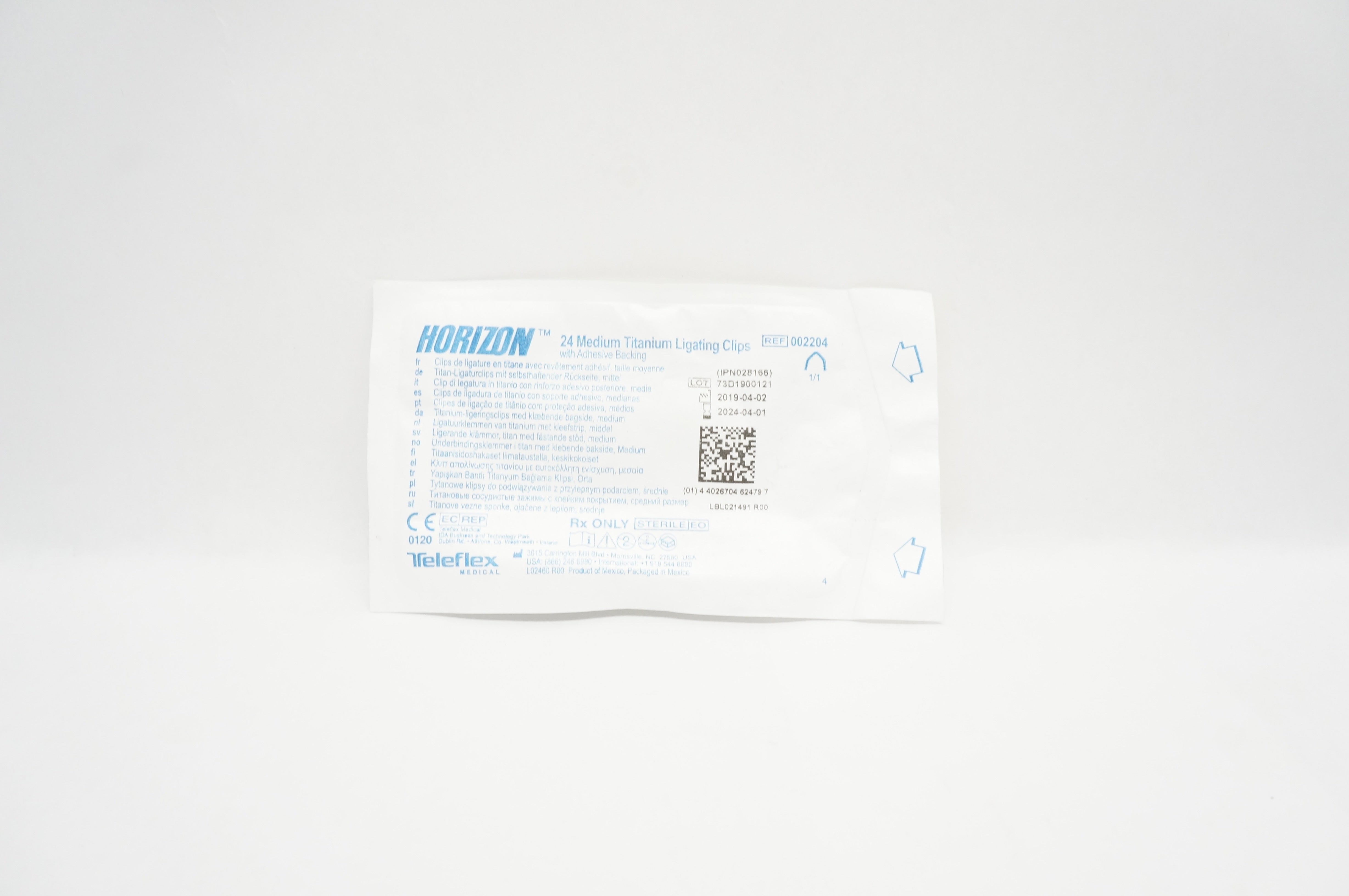 Teleflex 002204 Titanium Ligating Clips, Adhesive Backing,  Medium  - Packet of 24