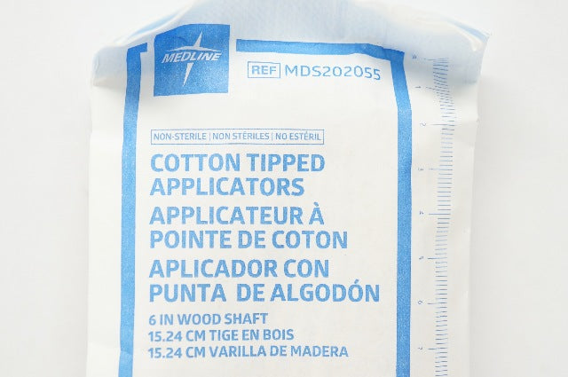 Medline MDS202055 Cotton Tipped Applicators 6in Wood Shaft - Pack of 100