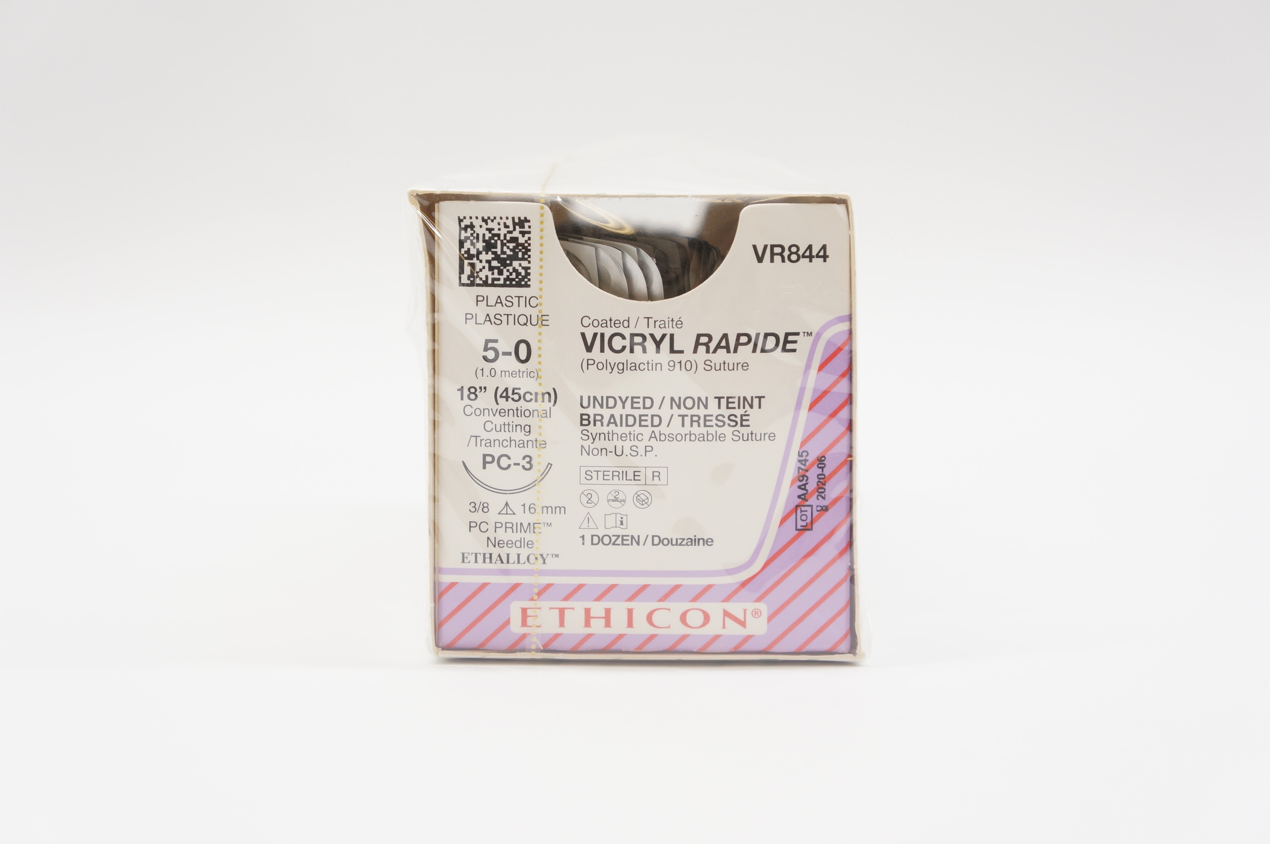 Ethicon VR844 5-0 Vicryl Rapide Absorbable Stre PC-3 18in. (x) - Box of 12