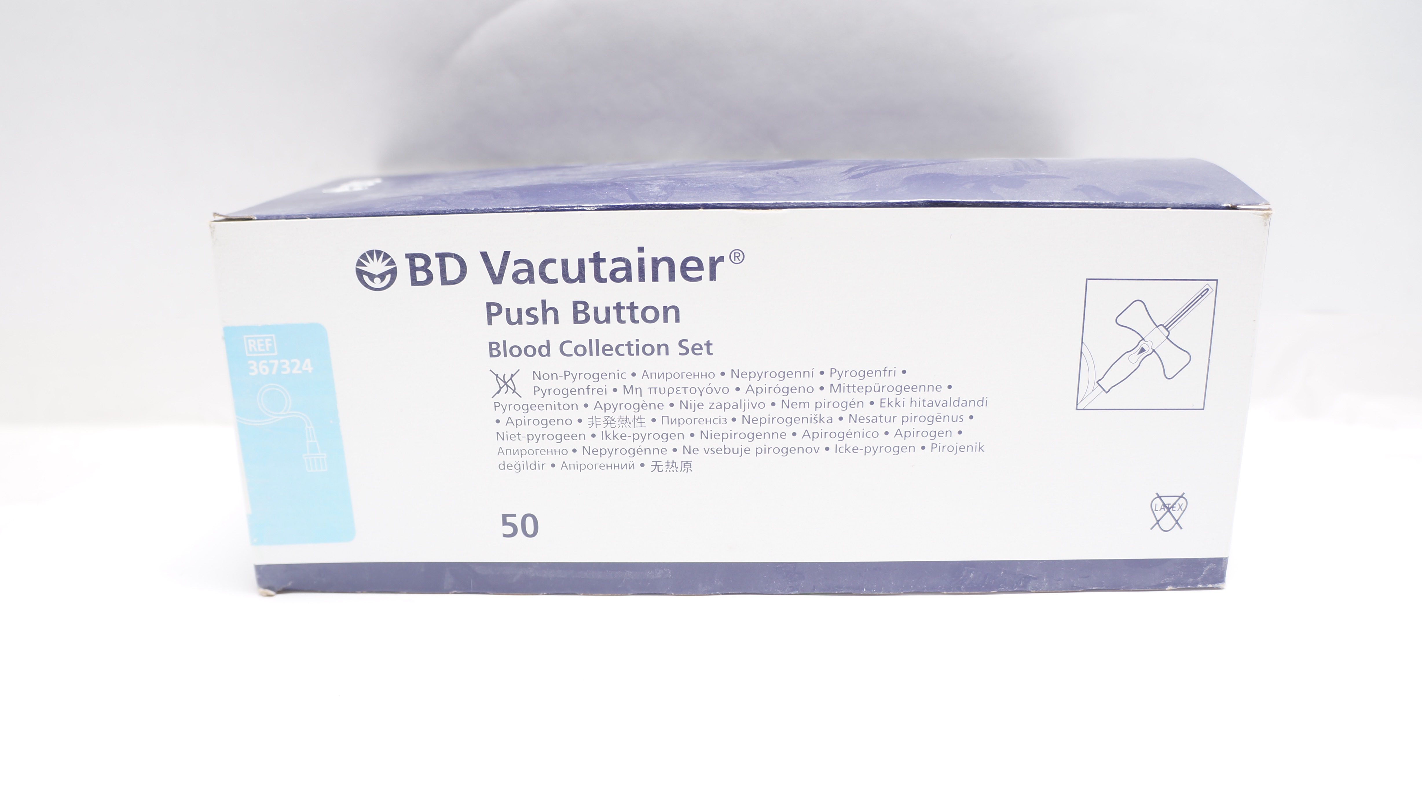 BD 367324 Vacutainer Push Button Blood Collection Set 23Gx3/4x12inch - Box of 50
