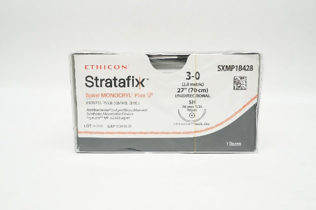 Ethicon SXMP1B428 3-0 Stratafix Monofilament SH 26mm 1/2c Taper 27inch-Box of 12