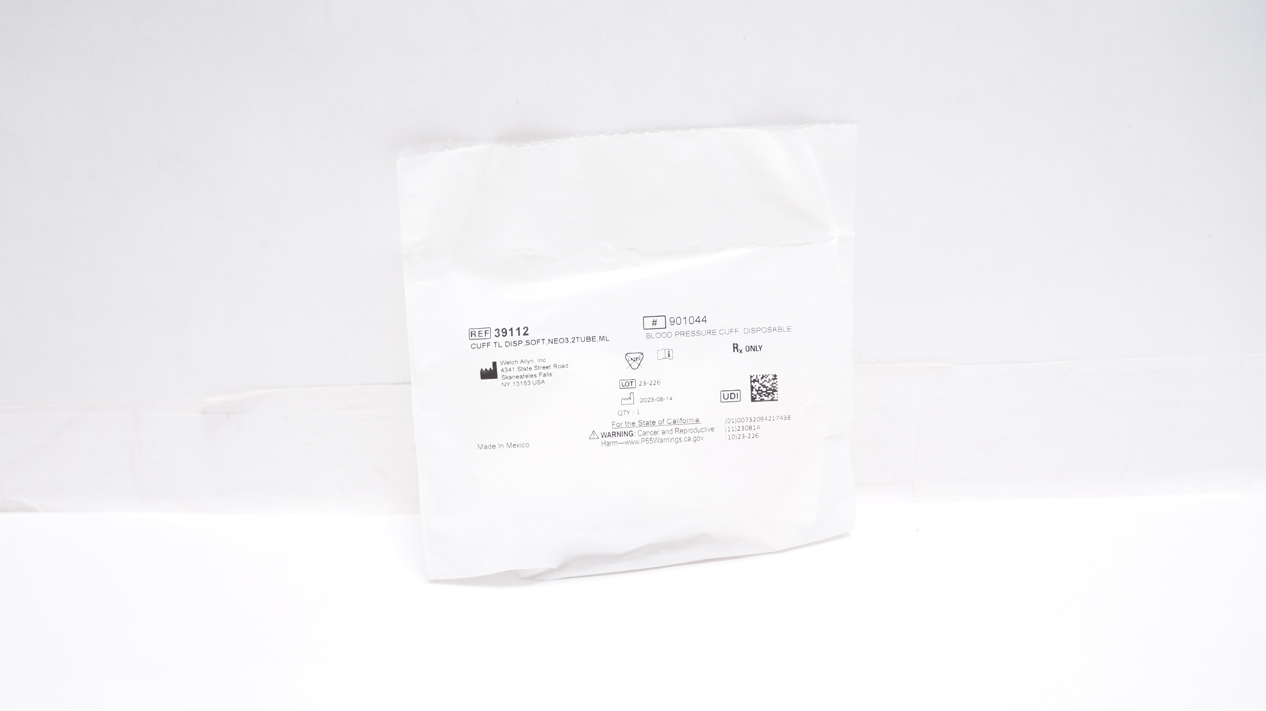 Welch Allyn 39112 Cuff TL DISP, Soft, Neo3, 2 Tube, ML