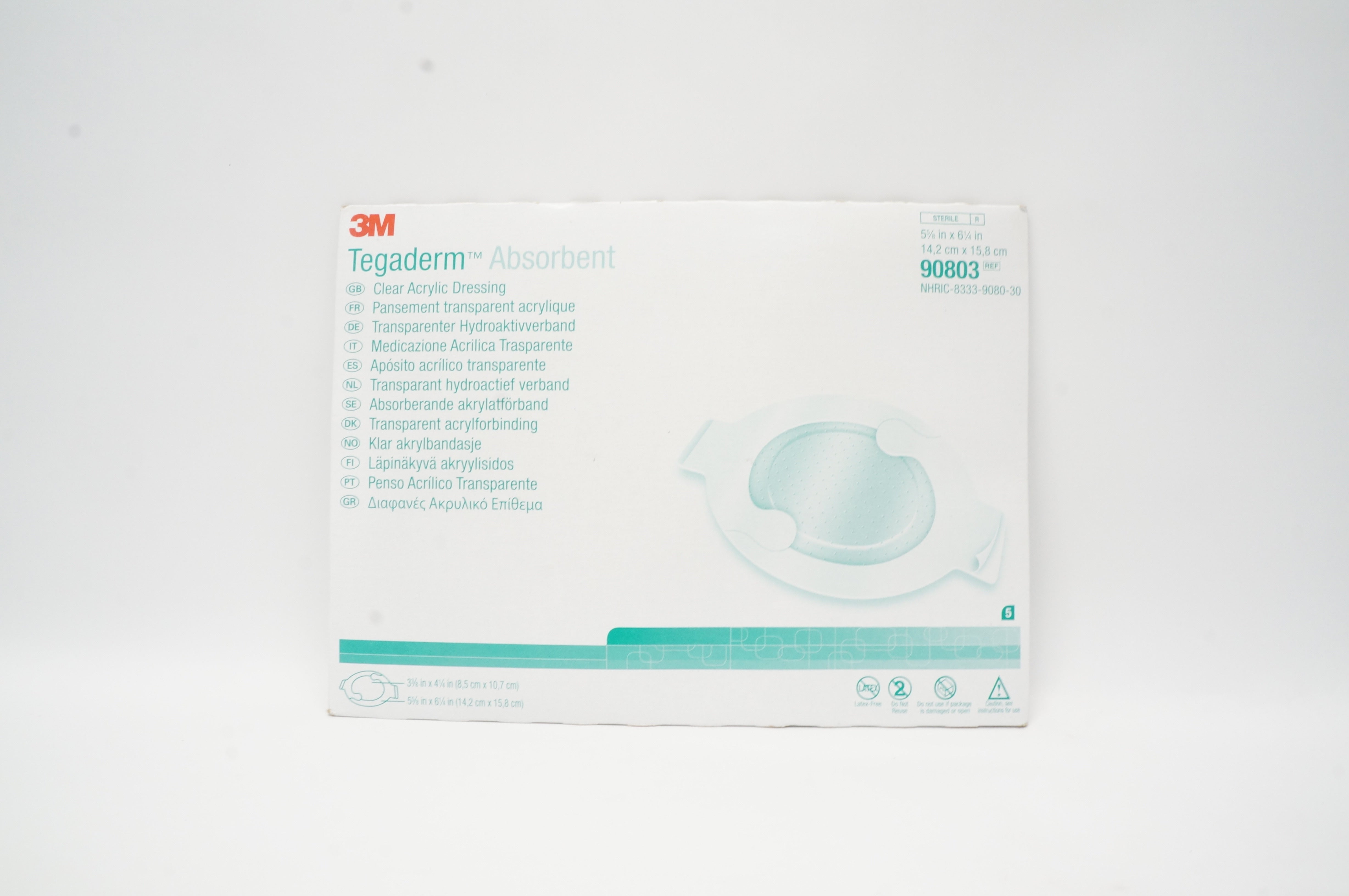 3M 90803 Tegaderm Absorbent Clear Acrylic Dressing 5-5/8 x 6-1/4in (x)-Box of 5