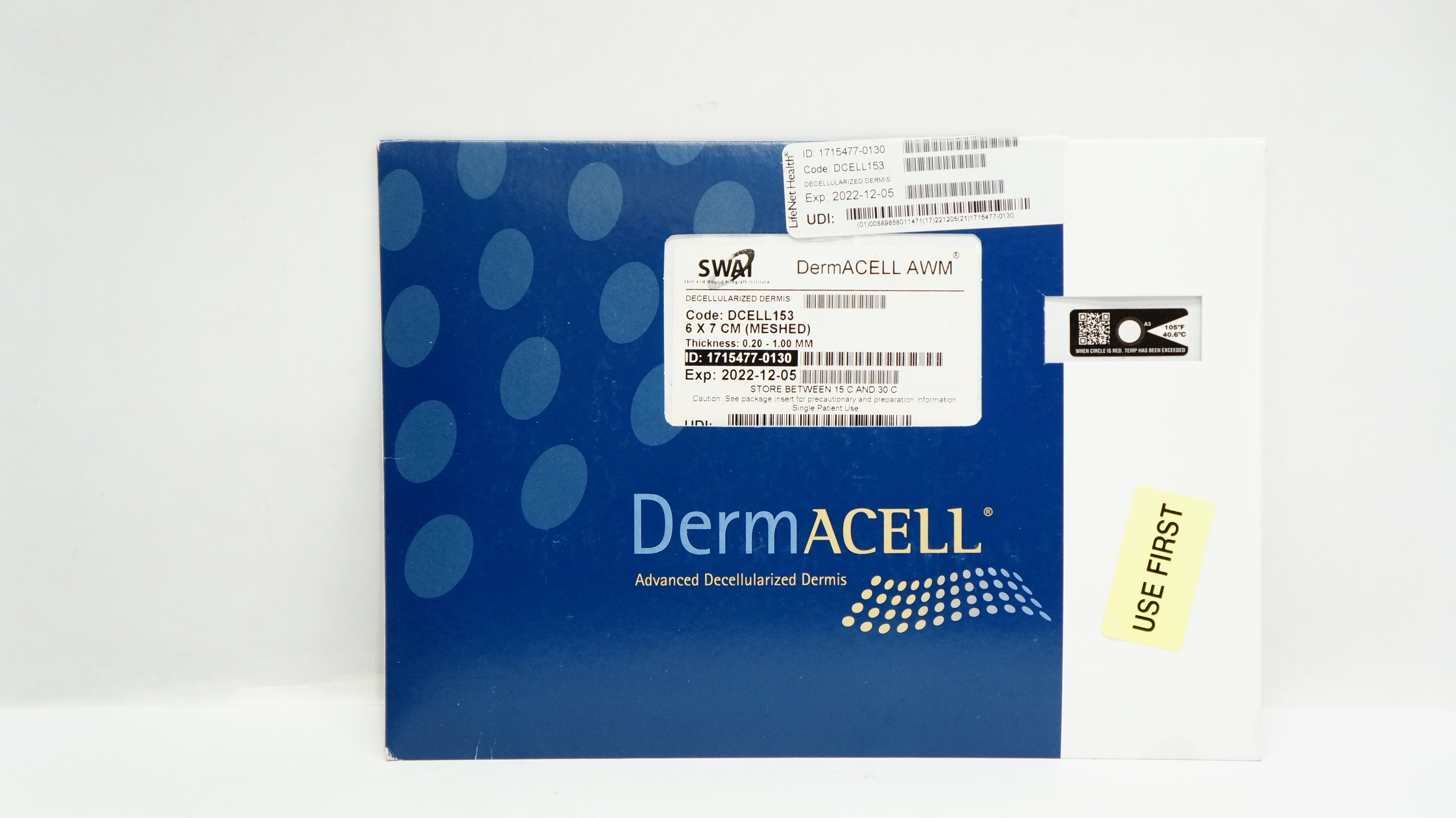 DermACELL DCELL153 SWAI Dermal Matrix 6 x7cm Meshed, 0.20-1.00mm (x)