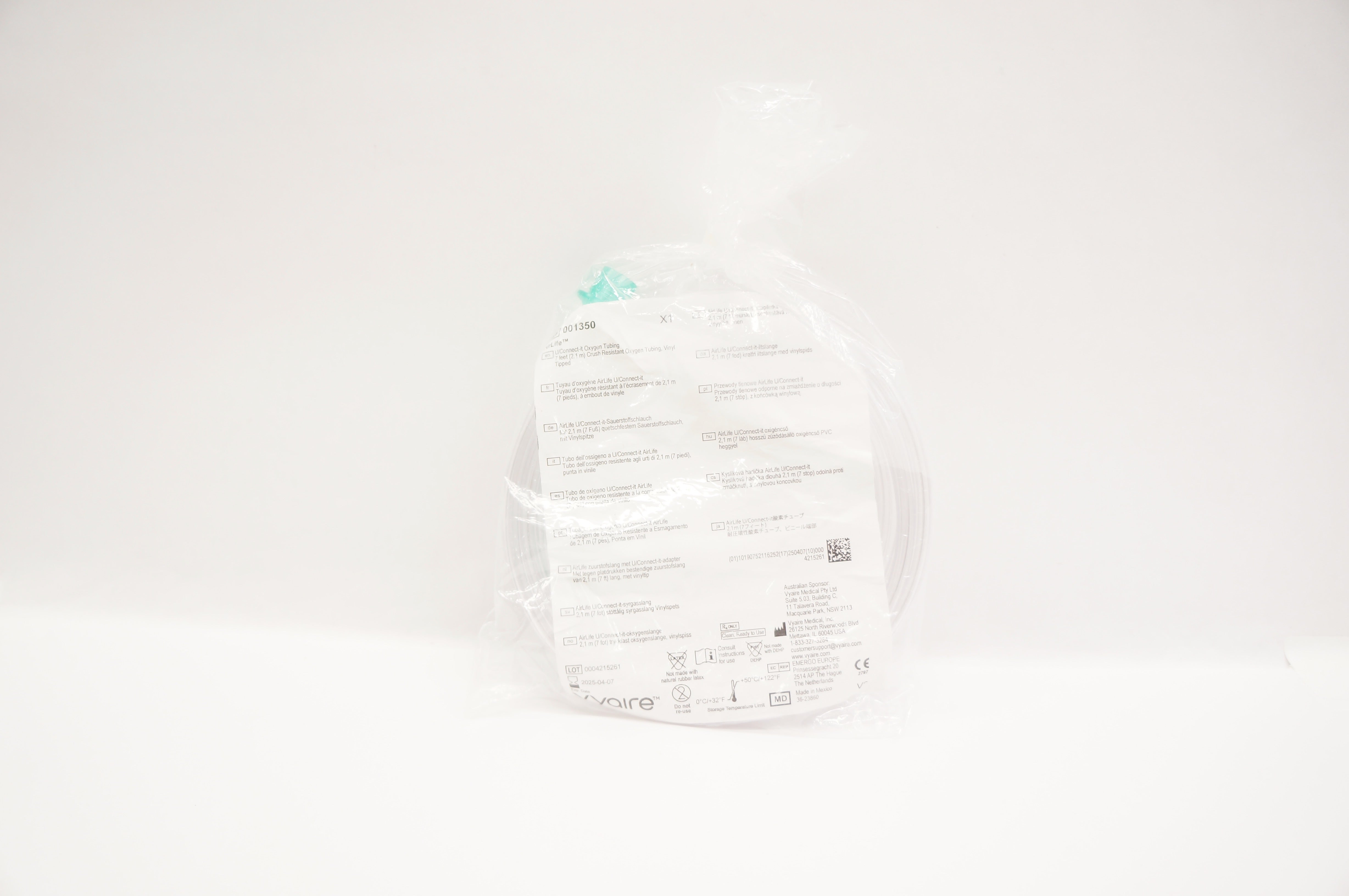 Vyaire 001350 AirLife U/Connect-it Crush Resistant Oxygen Tubing 7feet