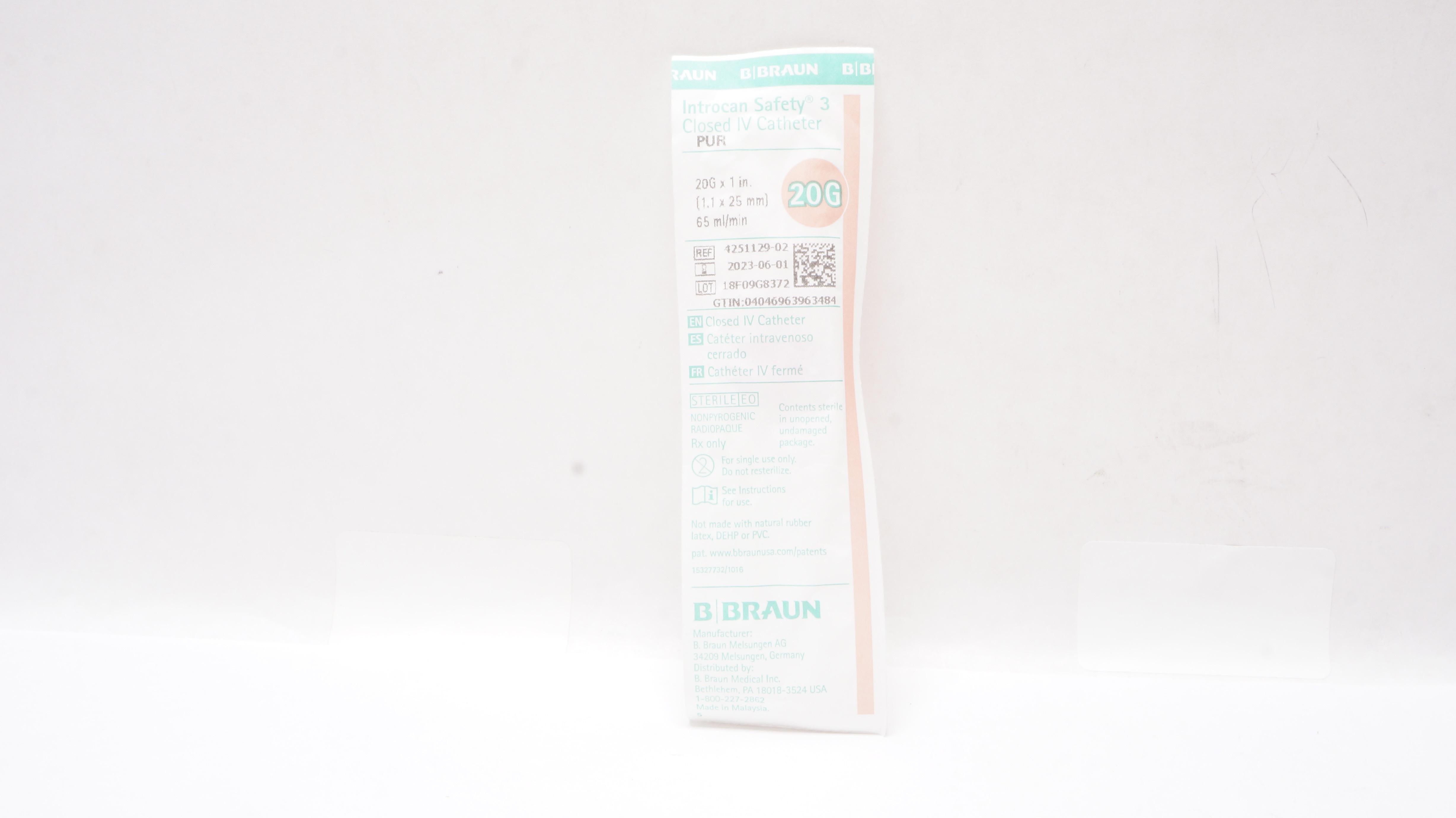 Braun 4251129-02 Closed IV Cath. 20G x 1inch x 65mL/min (x)