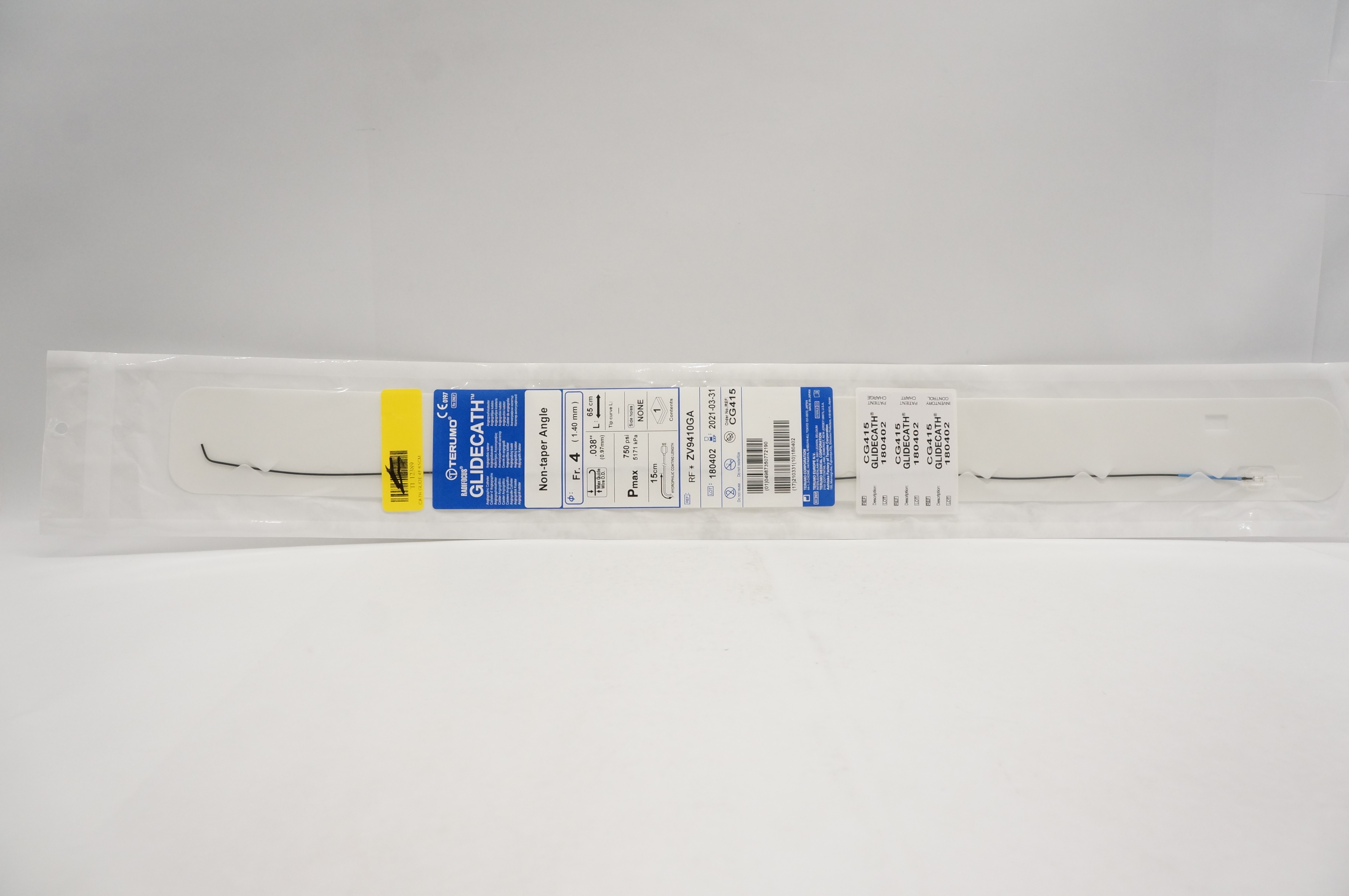 Terumo ZV9410GA Radifocus Glidecath Angiographic Cath. 4Fr. x 65cm x .038inch(x)
