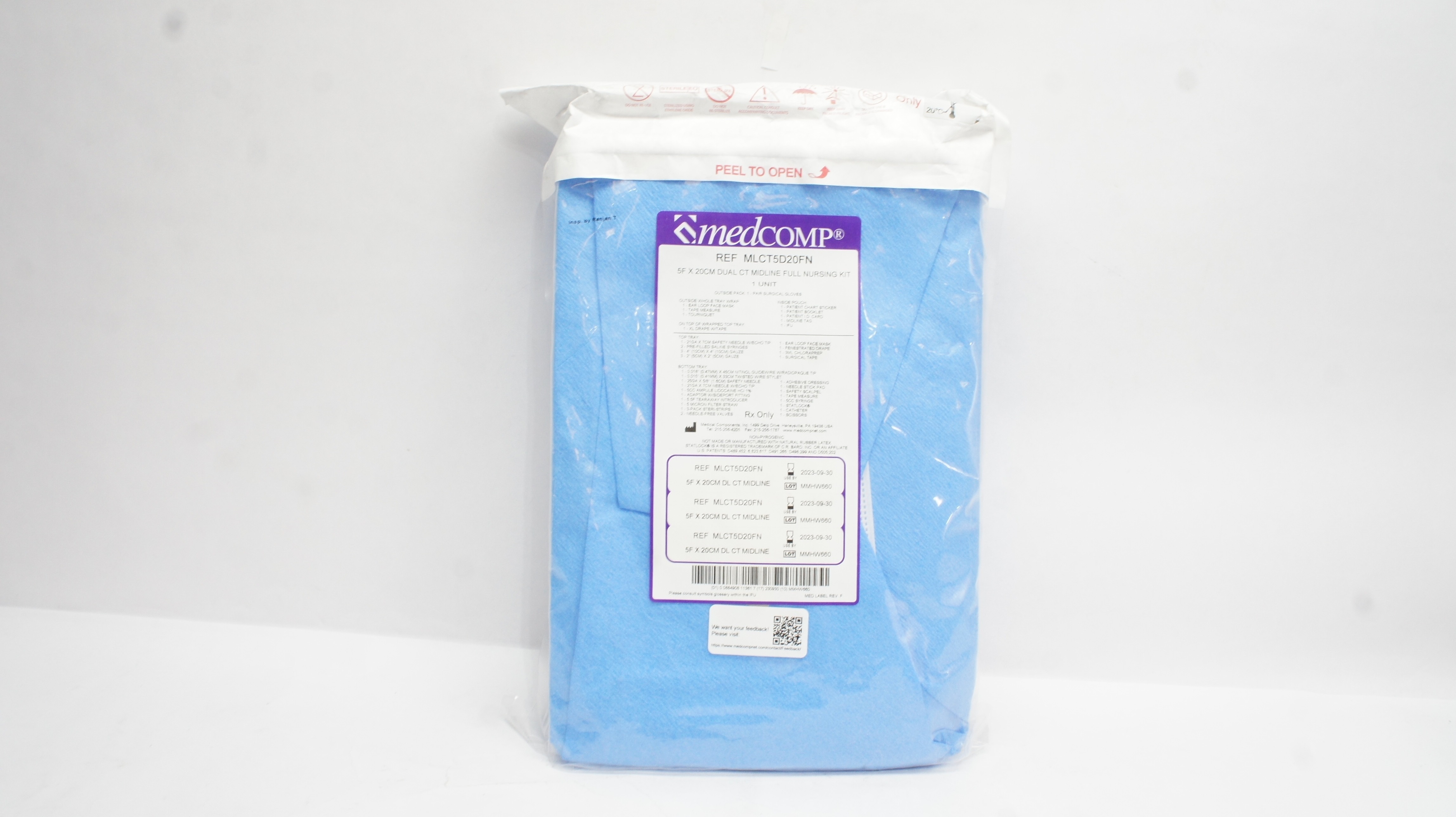 MedComp MLCT5D20FN 5F x 20cm Dual CT Midline Full Nursing Kit 1 Unit (x)