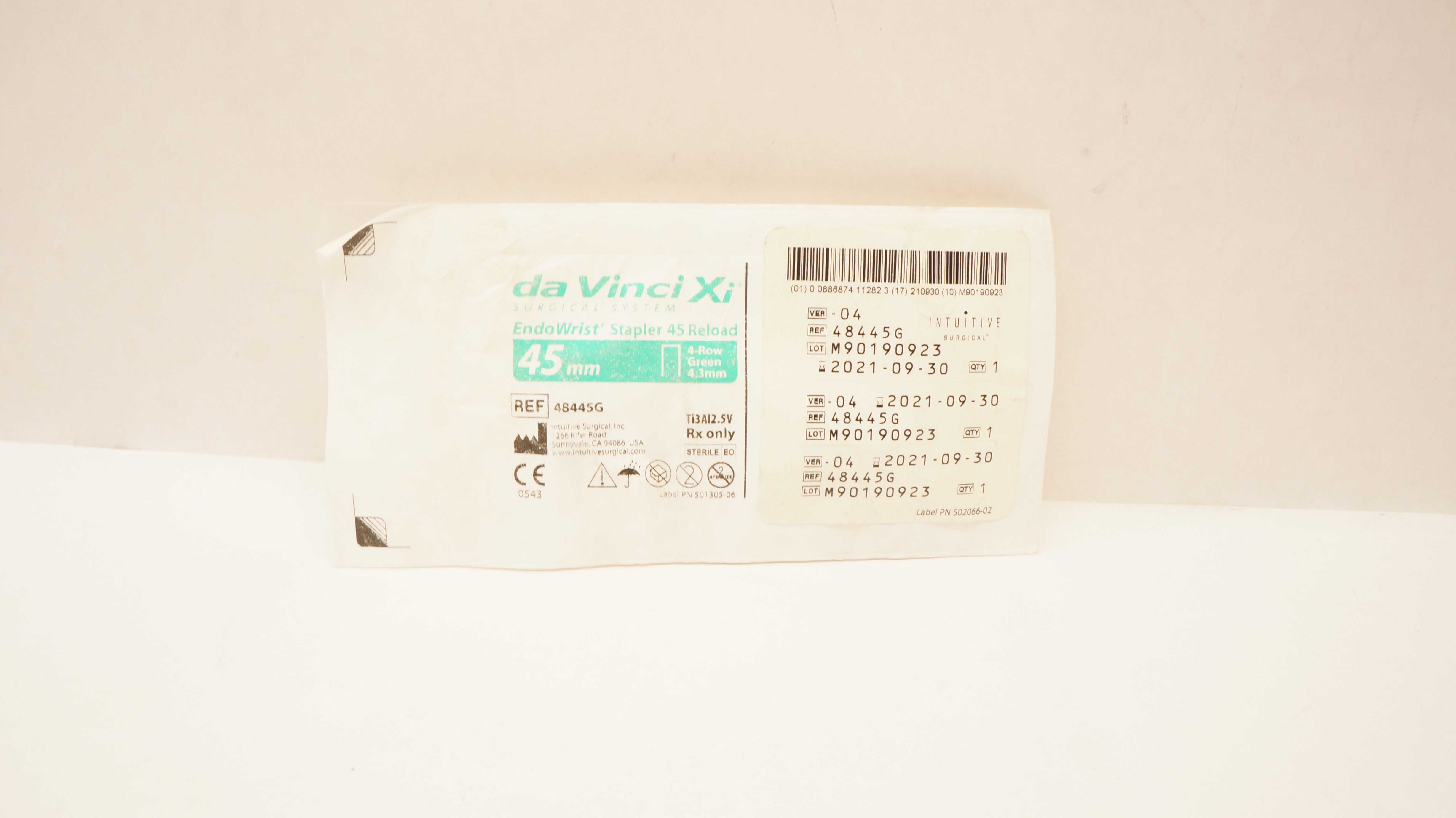 Intuitive 48445G Endo Wrist Stapler 45 Reload Green 45mm 4-Row 4.3mm (x)