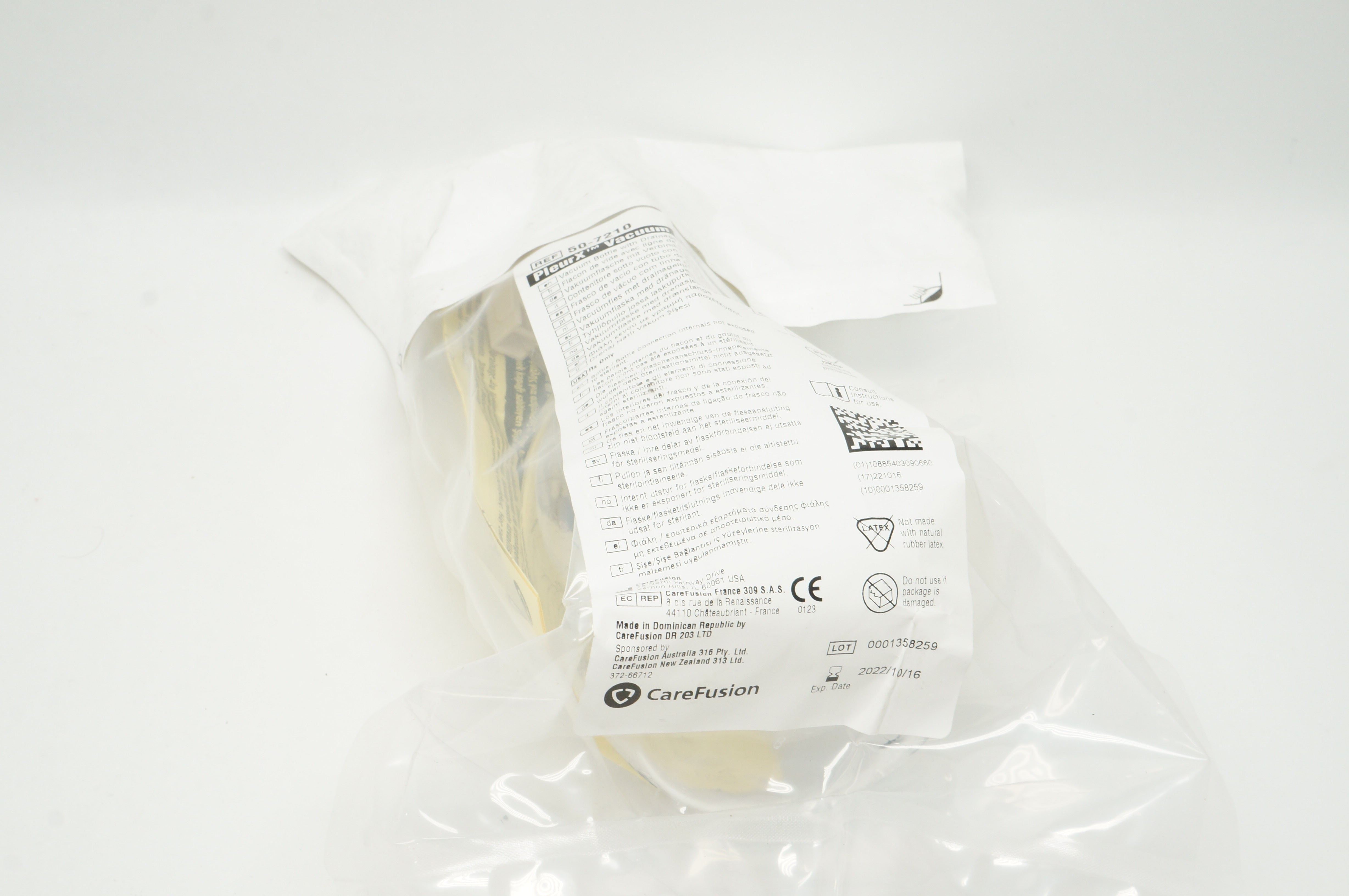 CareFusion 50-7210 PleurX Vacuum Bottle with Drainage Line 1000ml (x)